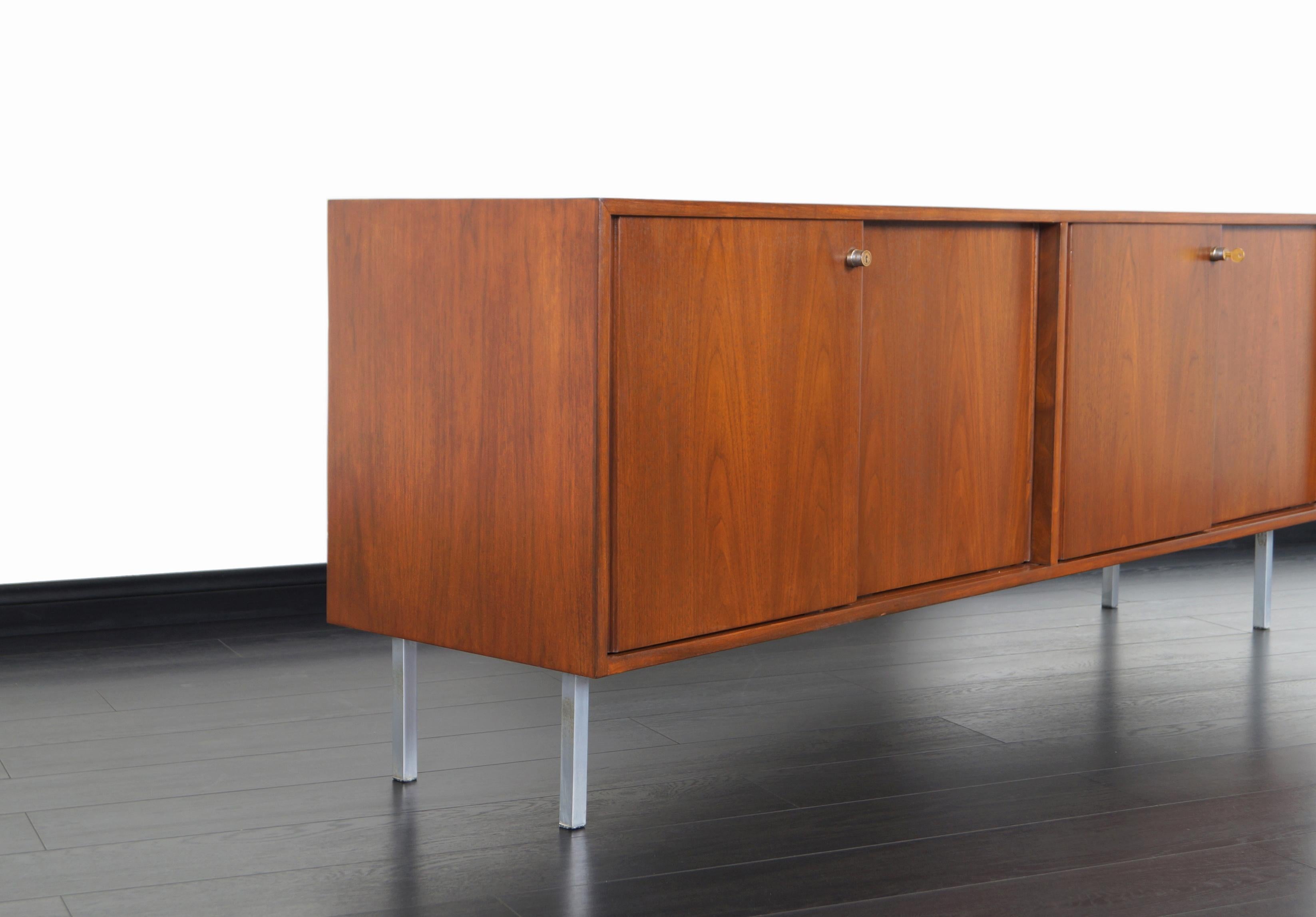 Vintage Walnut Credenza in the Manner of Florence Knoll 1