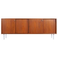 Vintage Walnut Credenza in the Manner of Florence Knoll