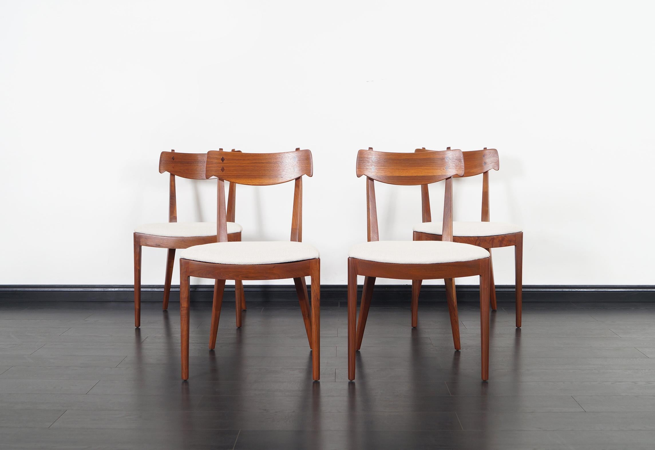 Vintage Walnut Dining Chairs by Kipp Stewart for Drexel In Excellent Condition In North Hollywood, CA