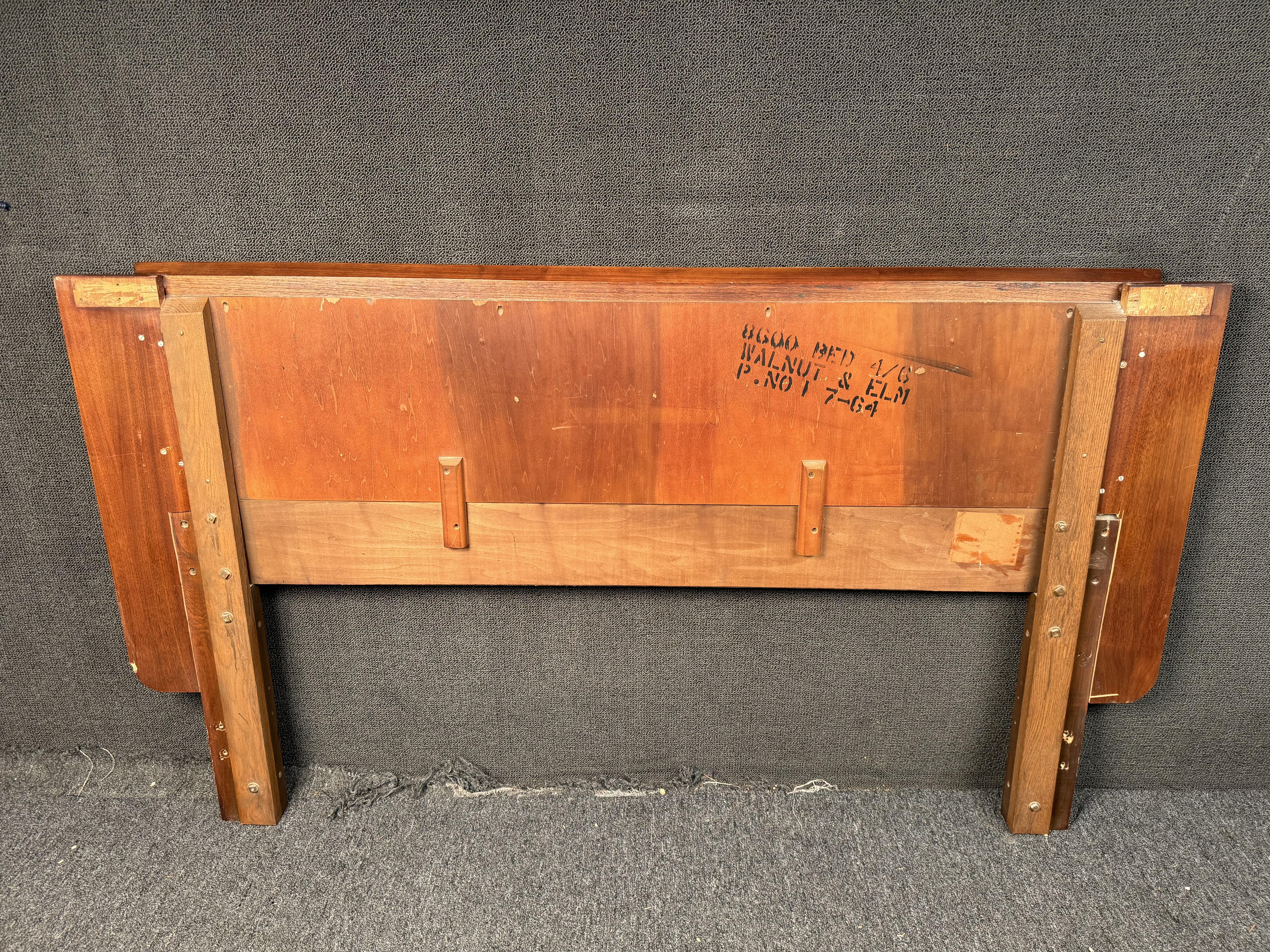 Vintage Walnut & Elm Kent Coffey Headboard For Sale 4