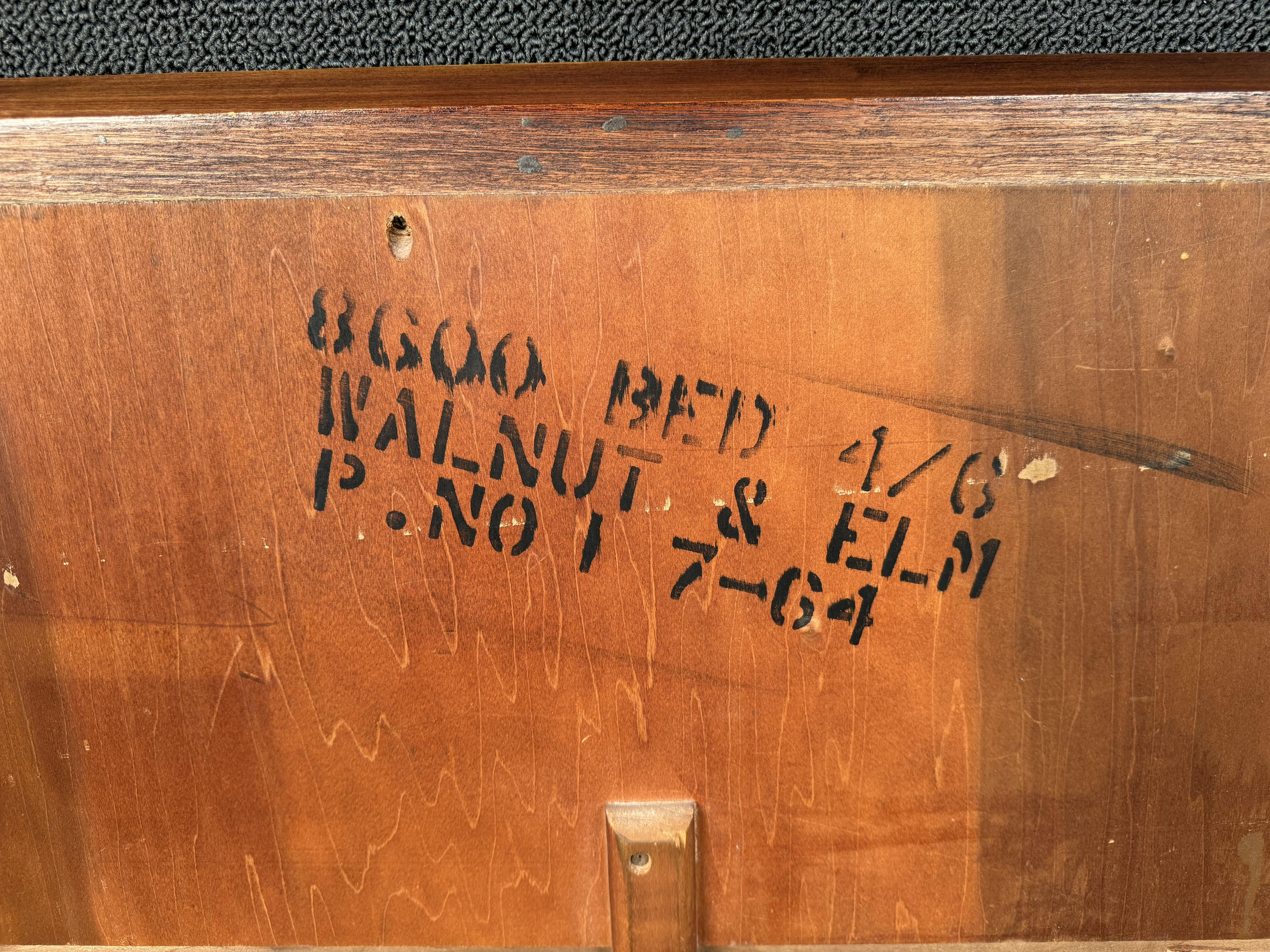 Vintage Walnut & Elm Kent Coffey Headboard For Sale 6