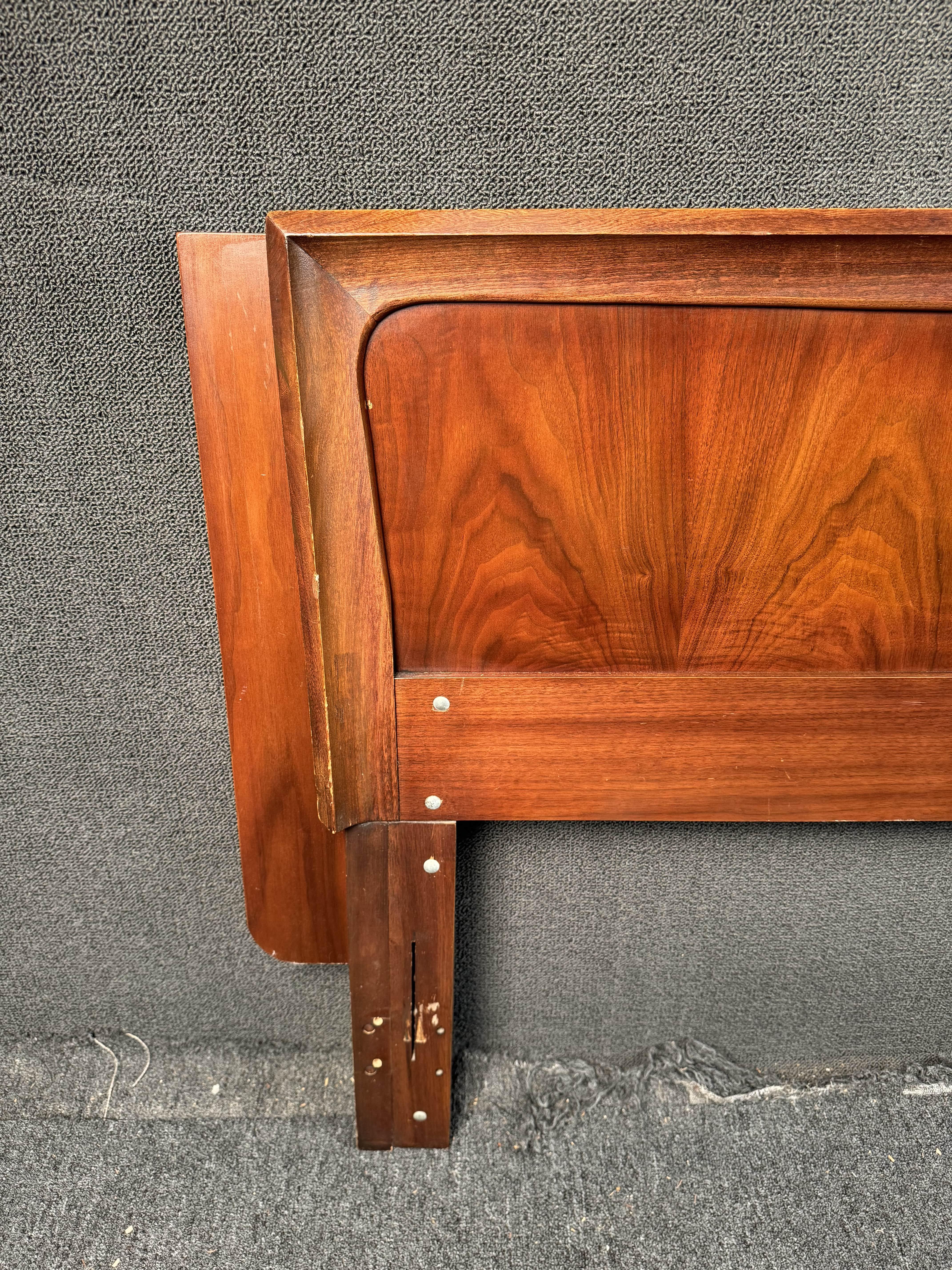 20th Century Vintage Walnut & Elm Kent Coffey Headboard For Sale