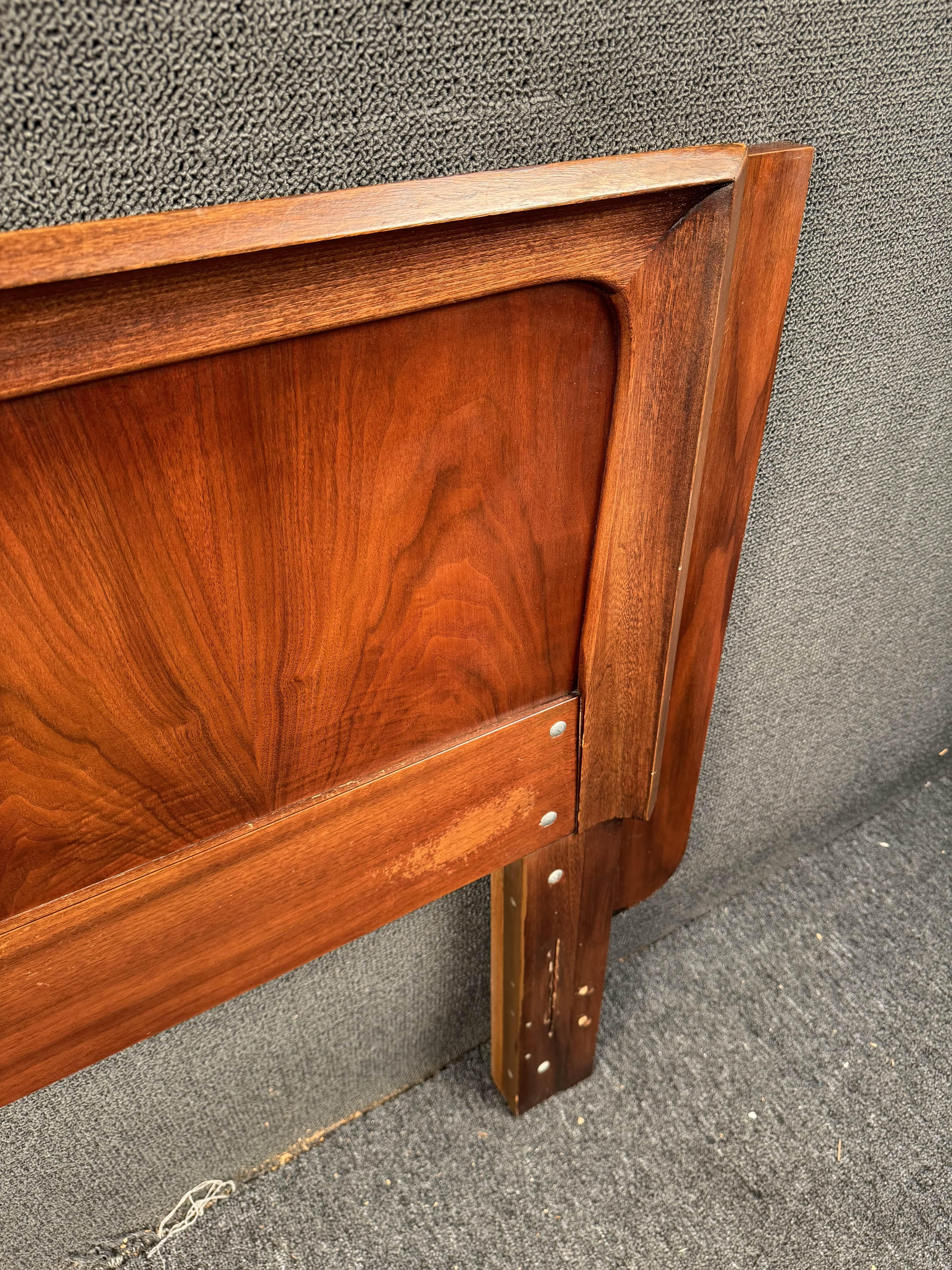 Vintage Walnut & Elm Kent Coffey Headboard For Sale 2