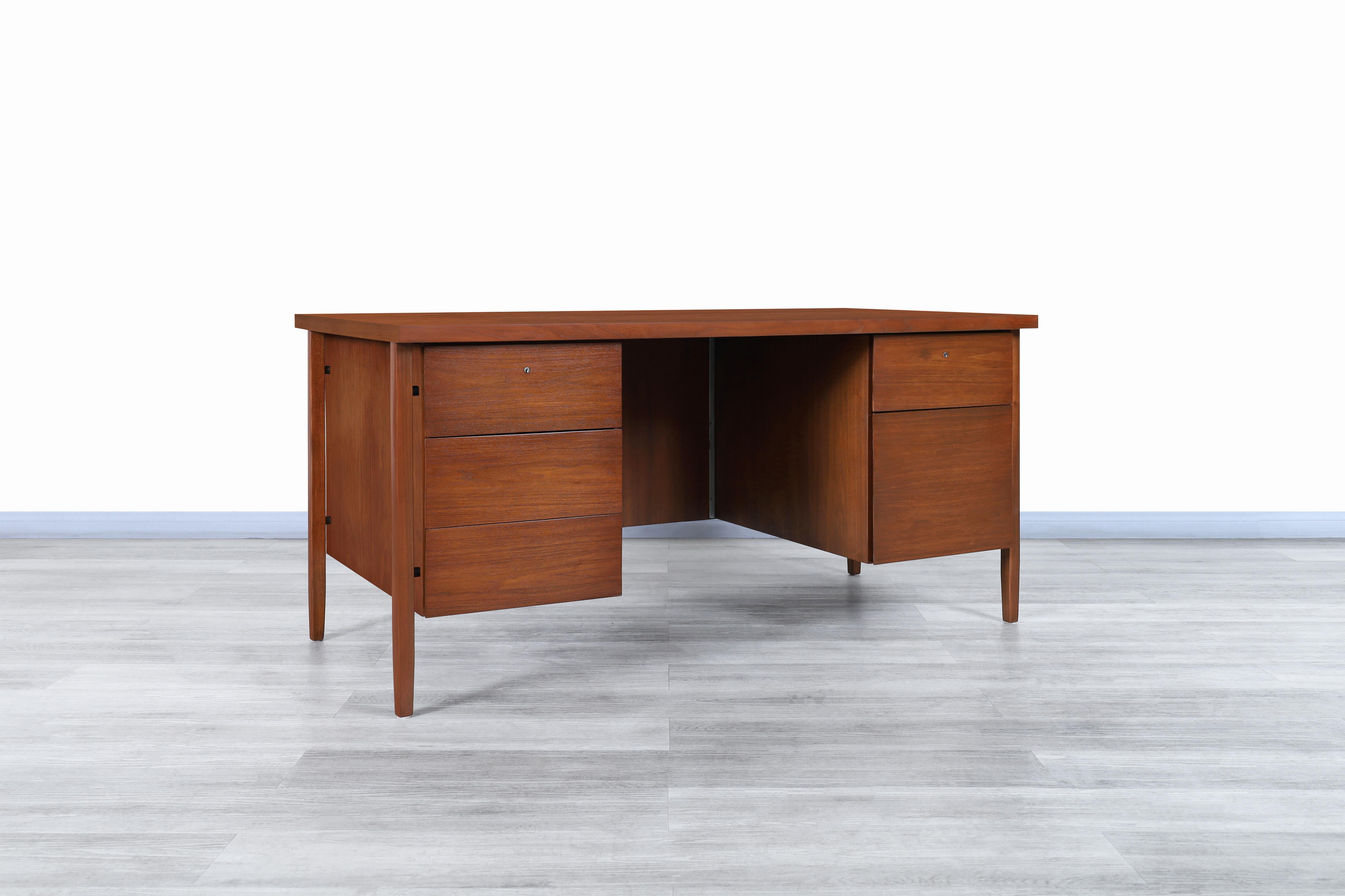 American Vintage Walnut Executive Desk by Florence Knoll