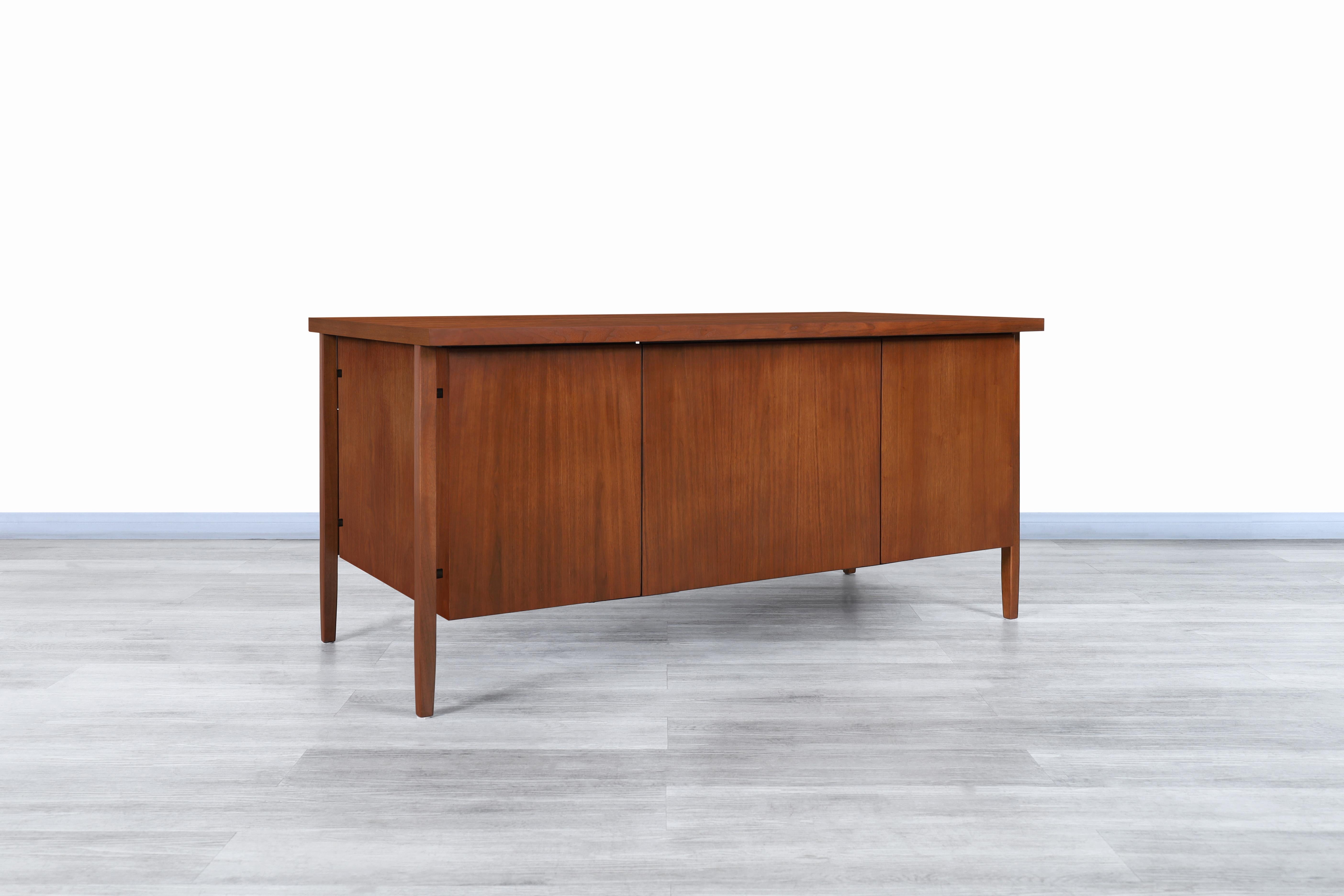 Vintage Walnut Executive Desk by Florence Knoll 1