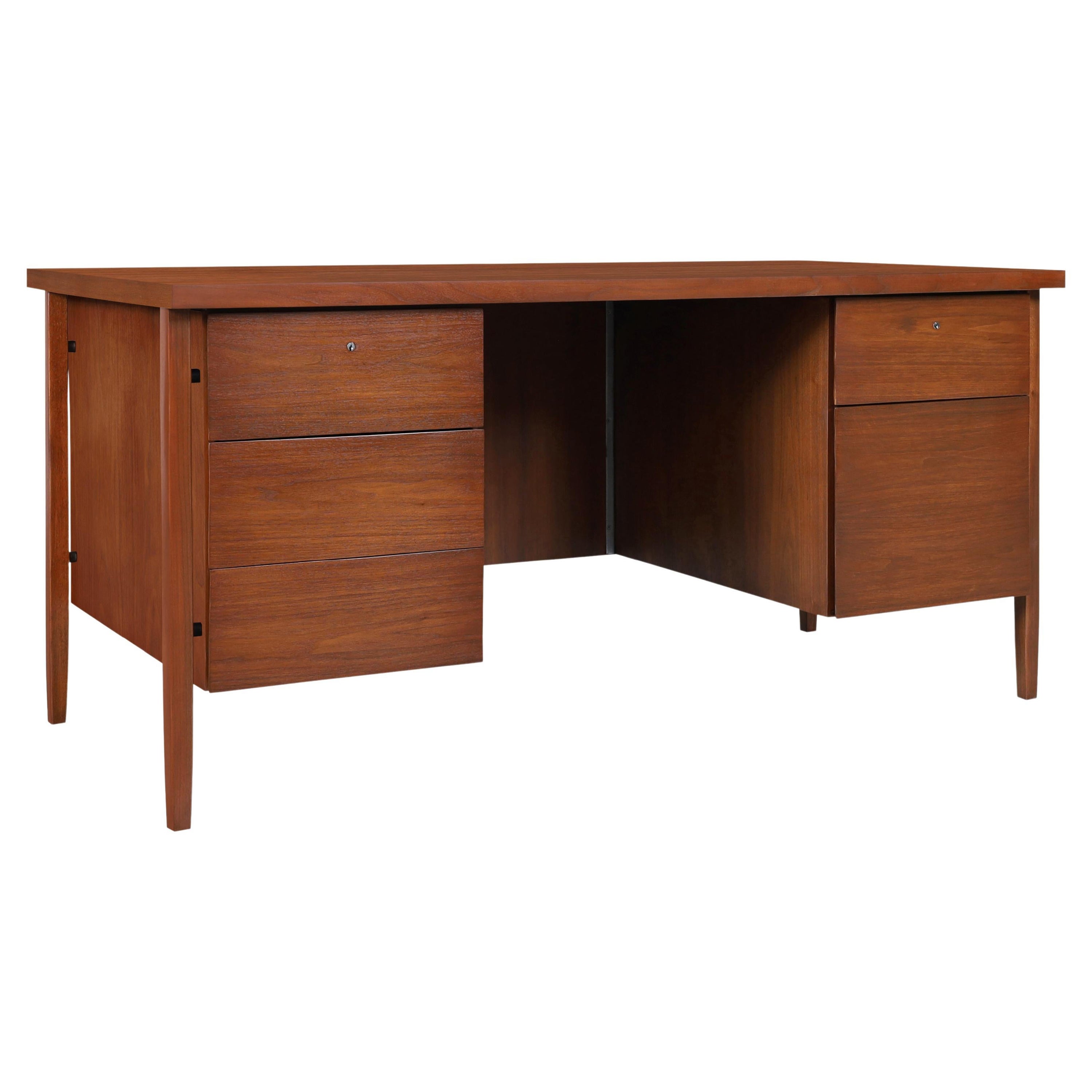 Vintage Walnut Executive Desk by Florence Knoll