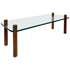 Vintage Walnut Floating Coffee Table Attributed to Fabio Lenci c. 1969