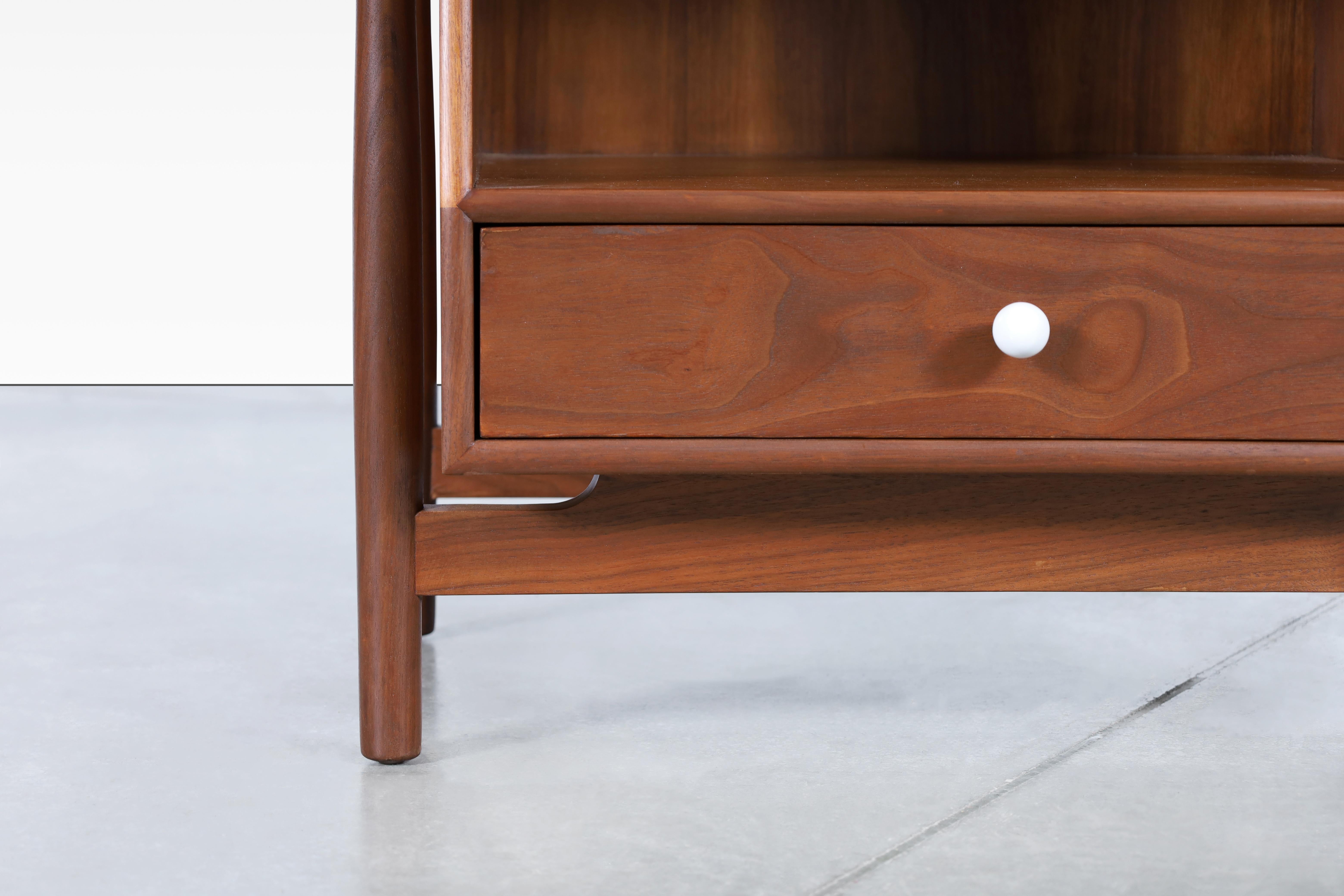 Vintage Walnut Floating Nightstands by Kipp Stewart for Drexel 4