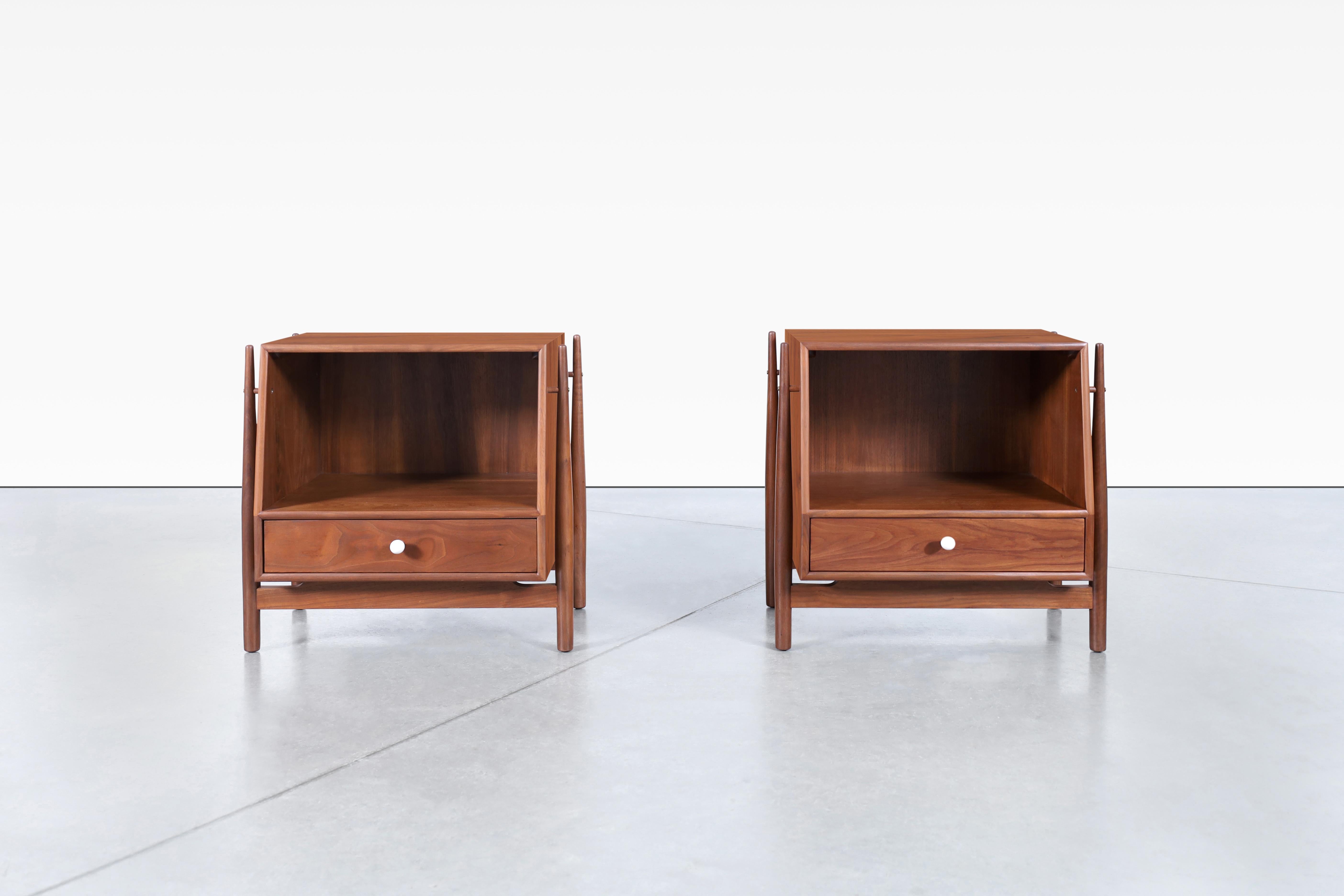 American Vintage Walnut Floating Nightstands by Kipp Stewart for Drexel