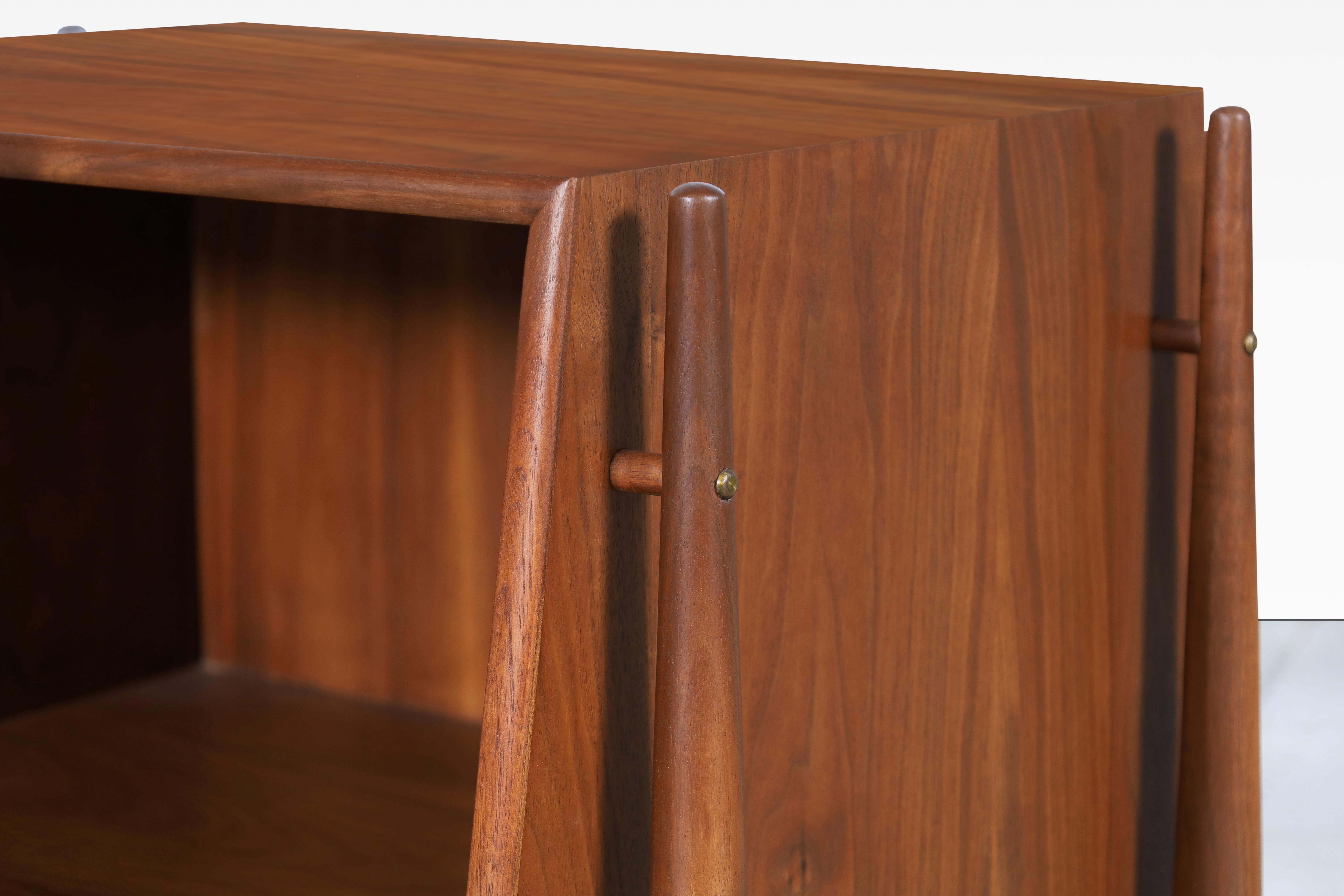 Brass Vintage Walnut Floating Nightstands by Kipp Stewart for Drexel