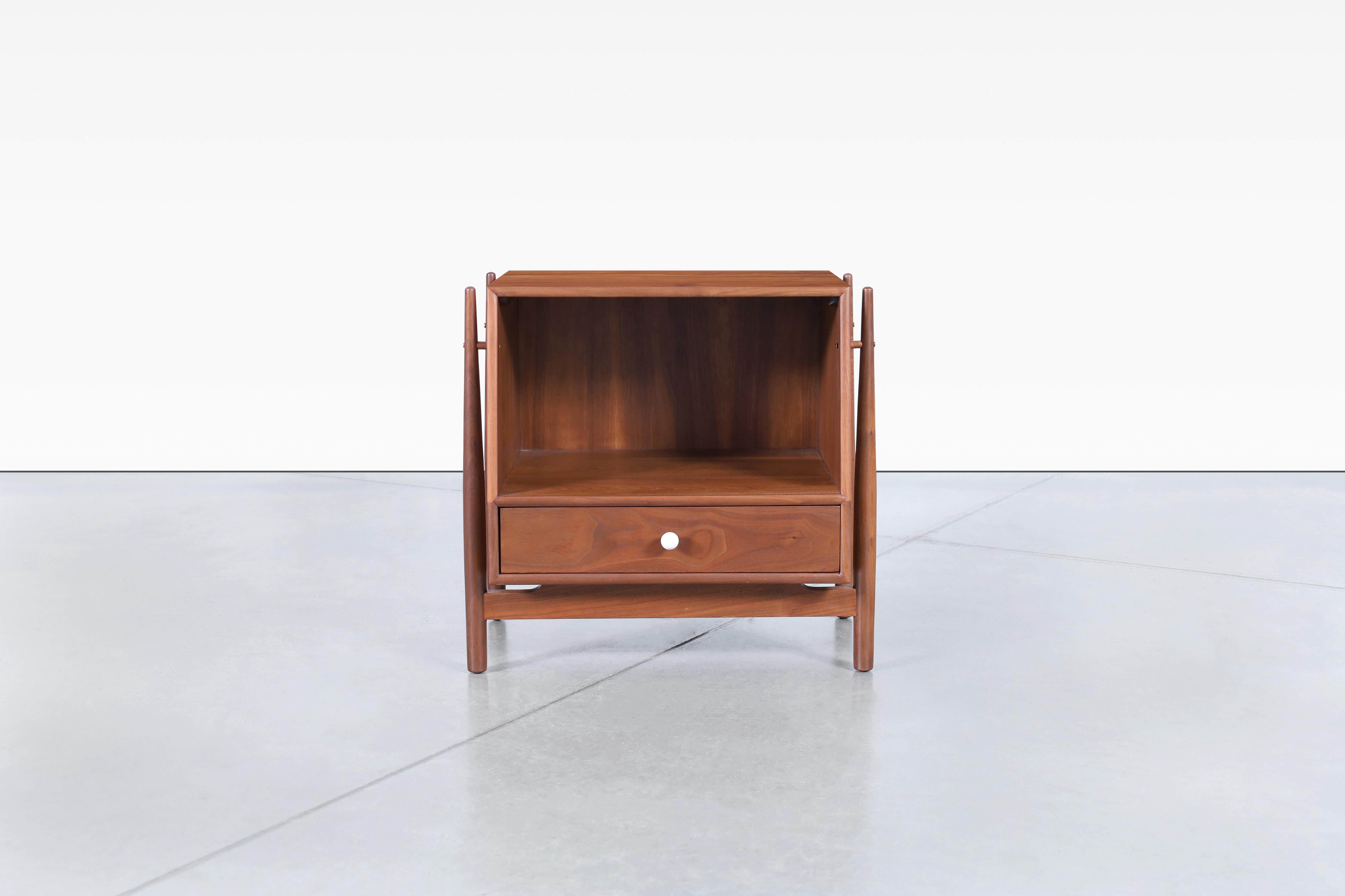 Vintage Walnut Floating Nightstands by Kipp Stewart for Drexel 2