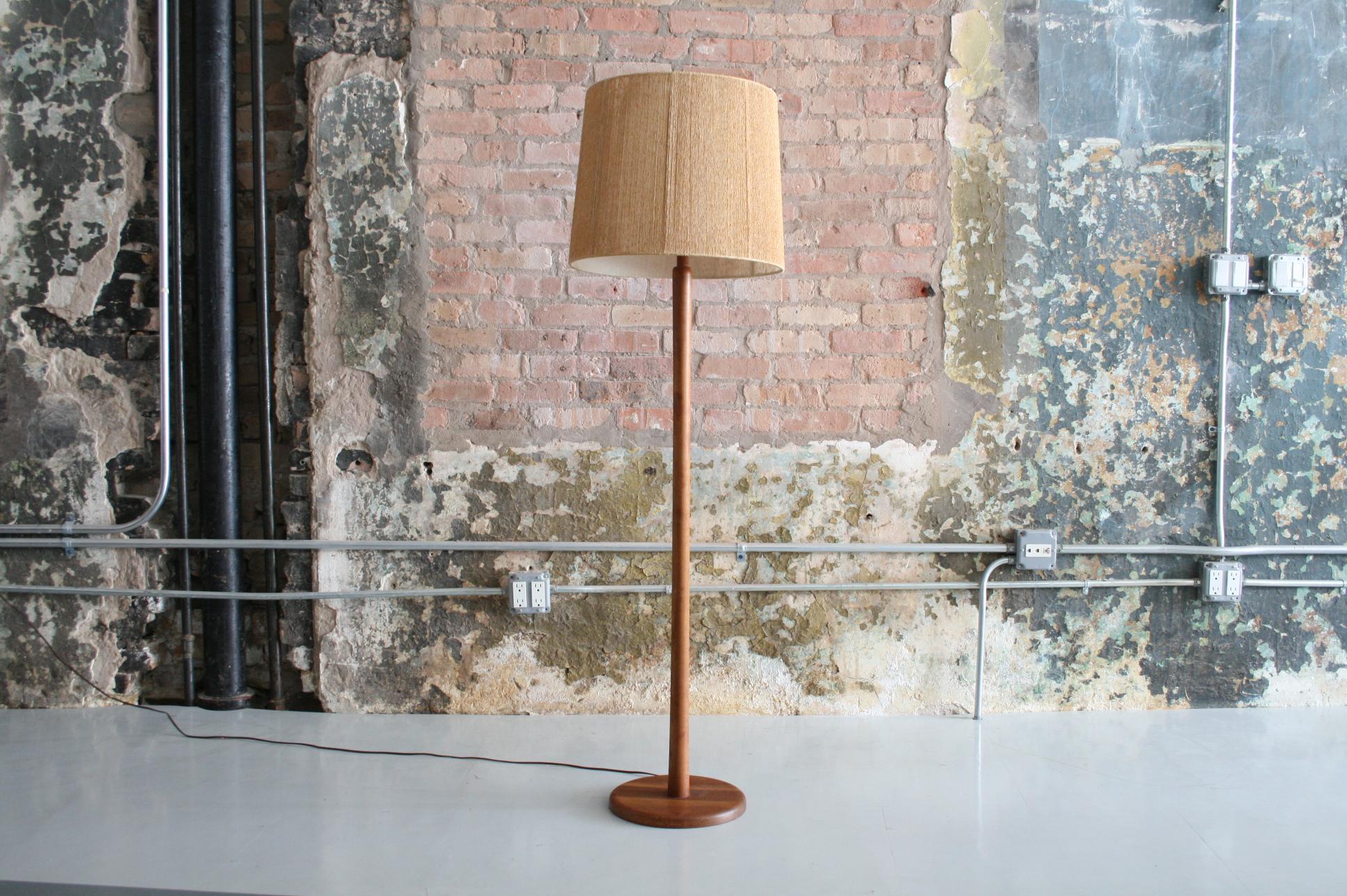 American Vintage Walnut Floor Lamp with Original Shade by Martz for Marshall Studios