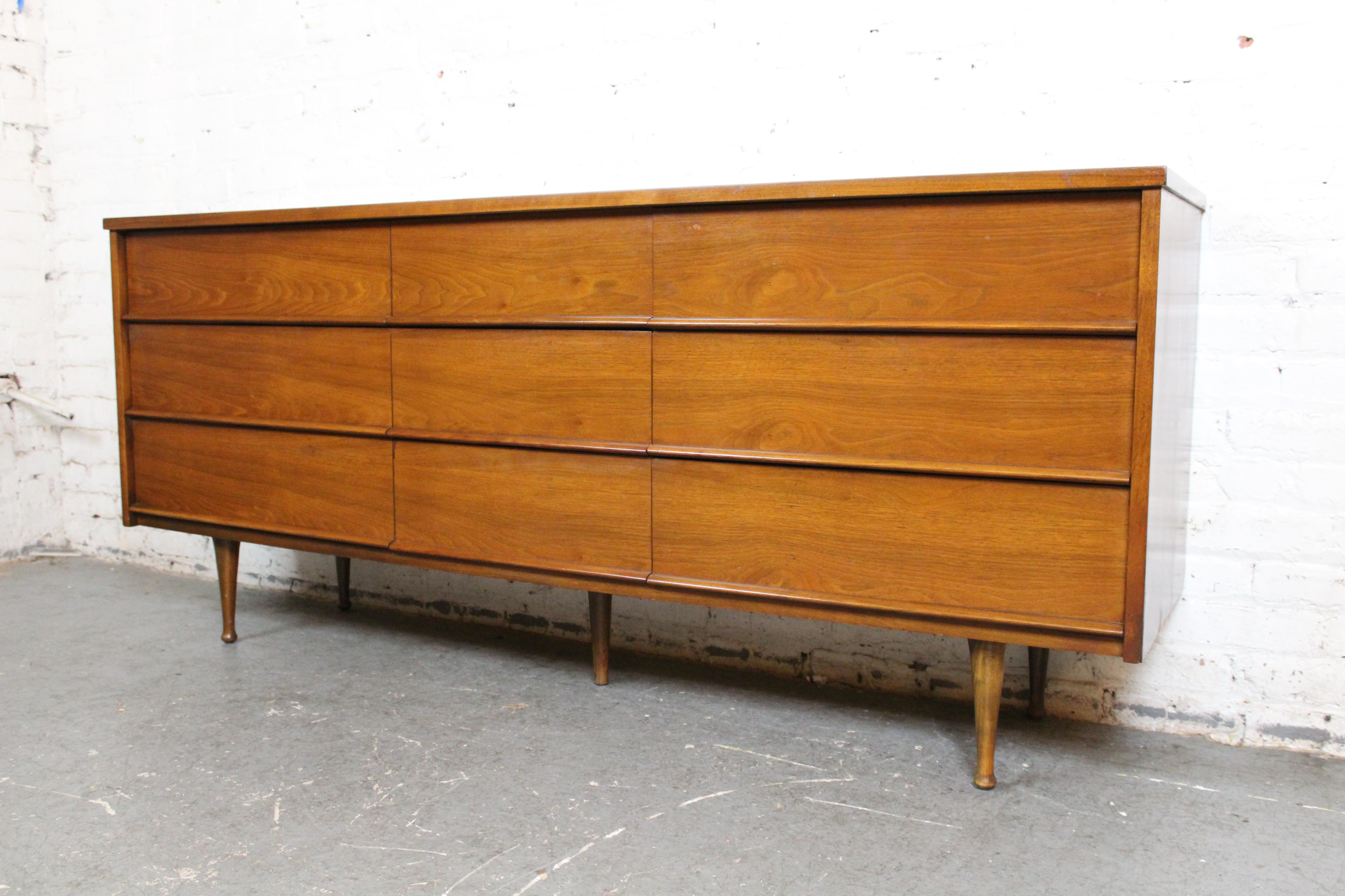 Vintage Walnut & Formica Dresser by Thomas Furniture Company 11
