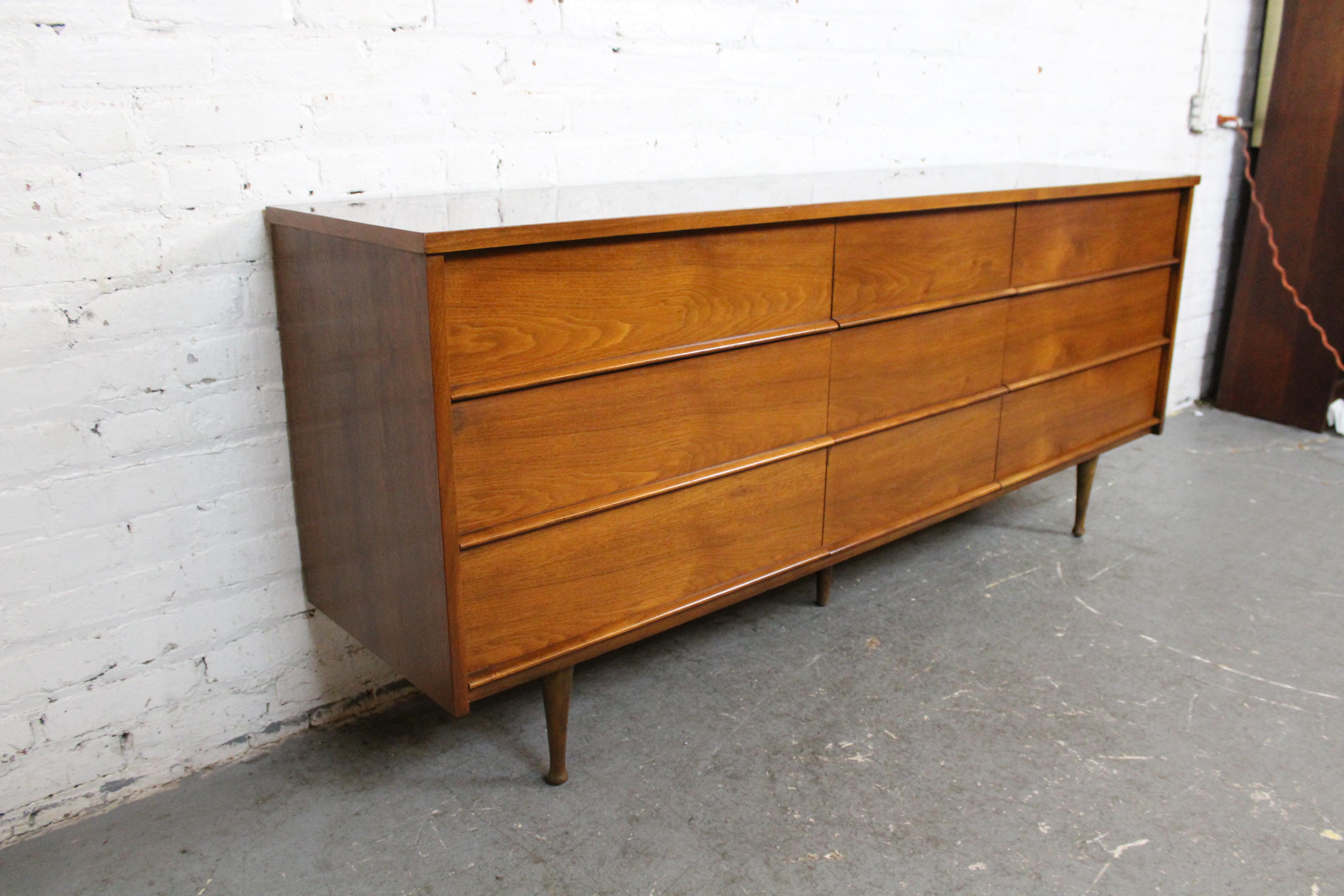 Turned Vintage Walnut & Formica Dresser by Thomas Furniture Company