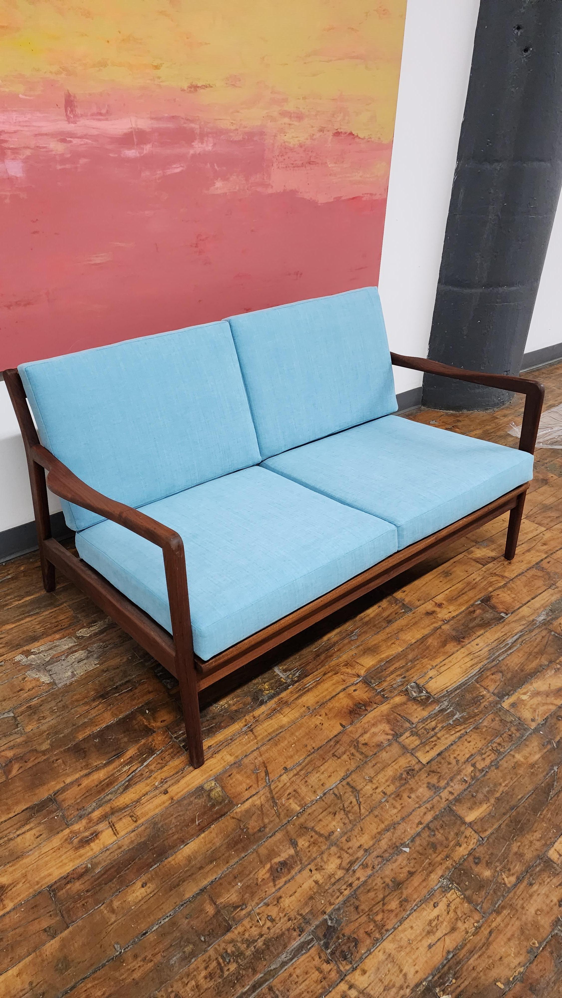 vintage Walnut Frame mid century sofa For Sale 2