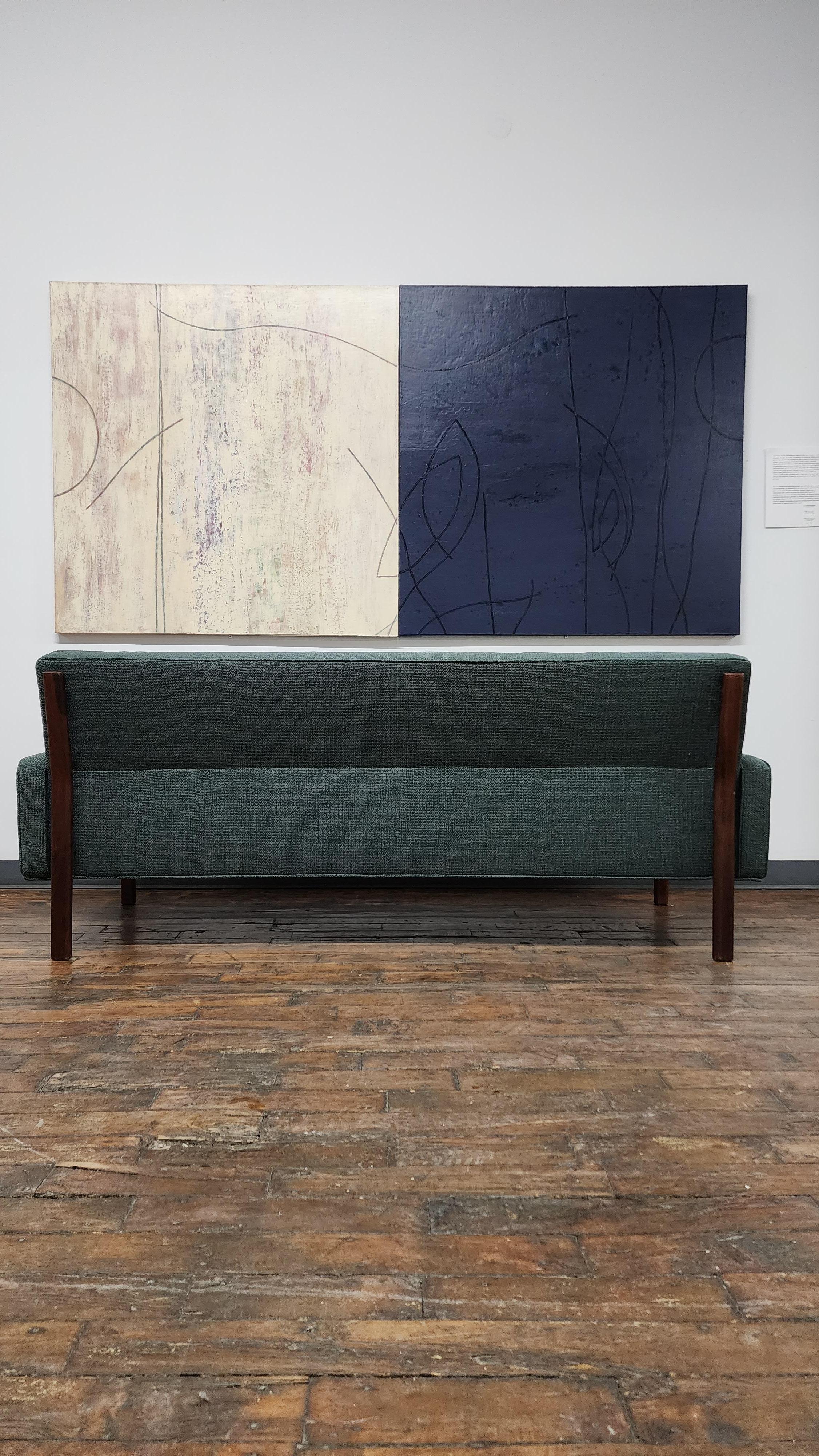 Mid-Century Modern Vintage Walnut Frame Sofa by Jens Risom Designs For Sale