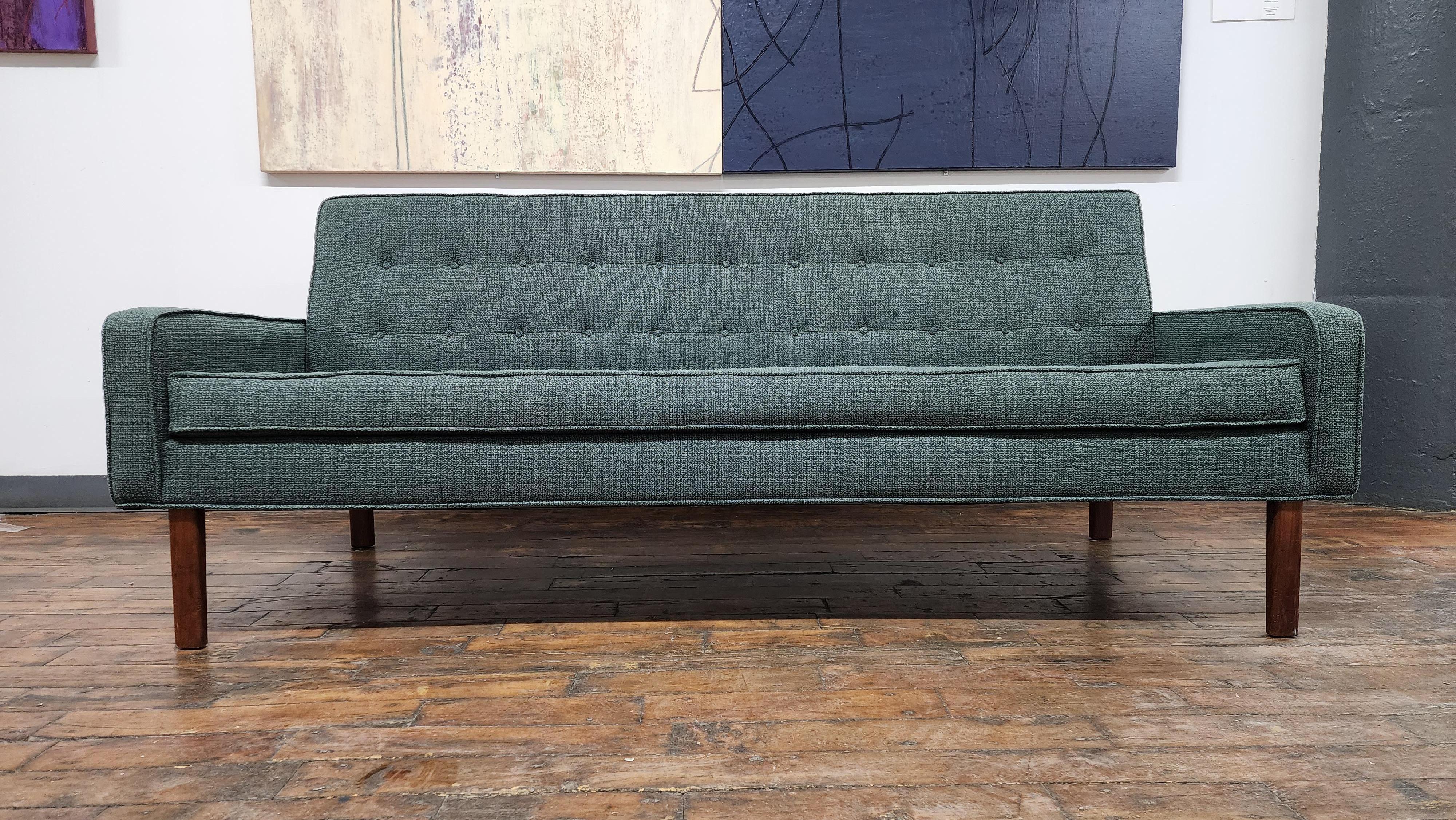 Vintage Walnut Frame Sofa by Jens Risom Designs For Sale 1