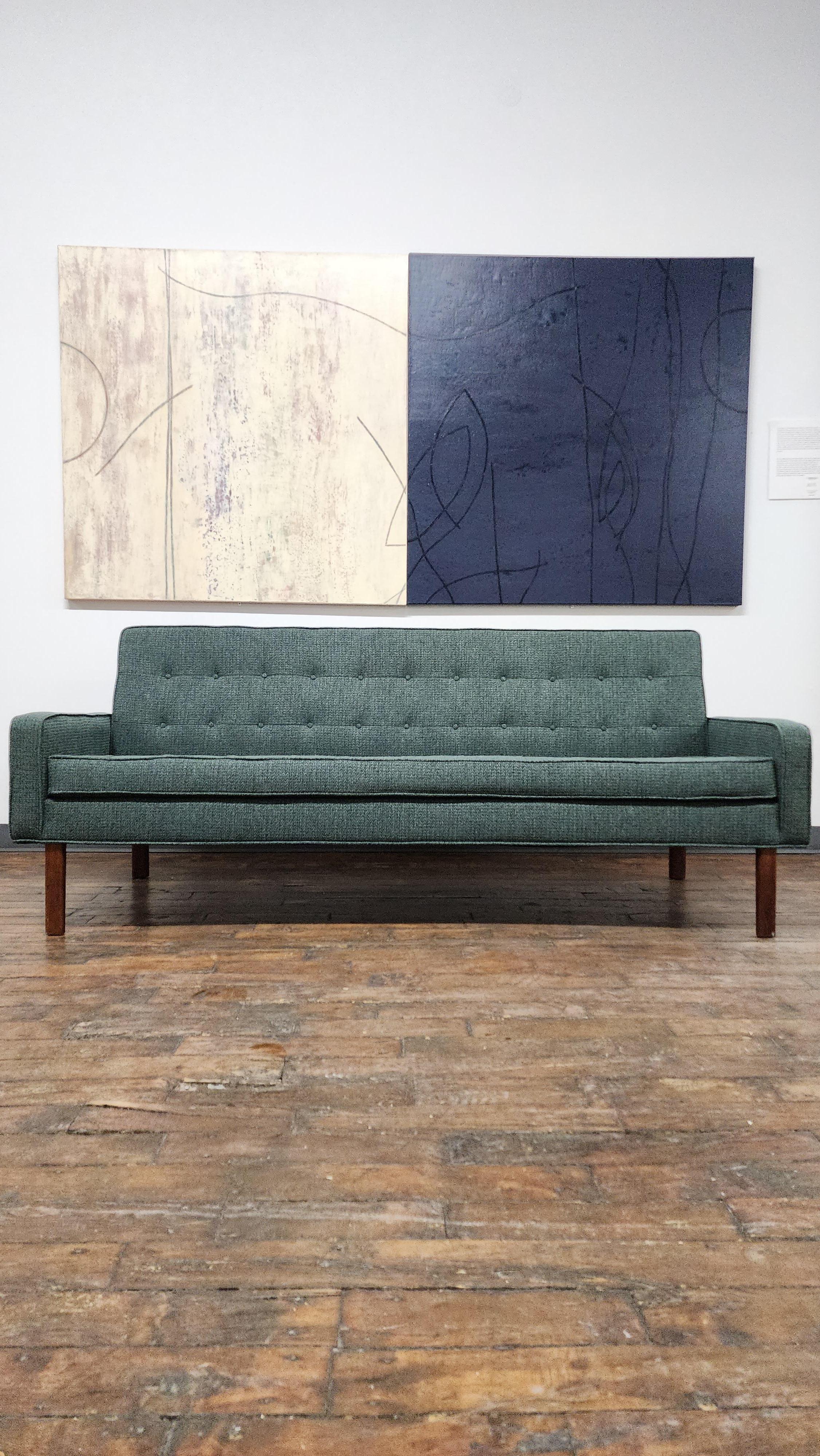 Vintage Walnut Frame Sofa by Jens Risom Designs For Sale 2