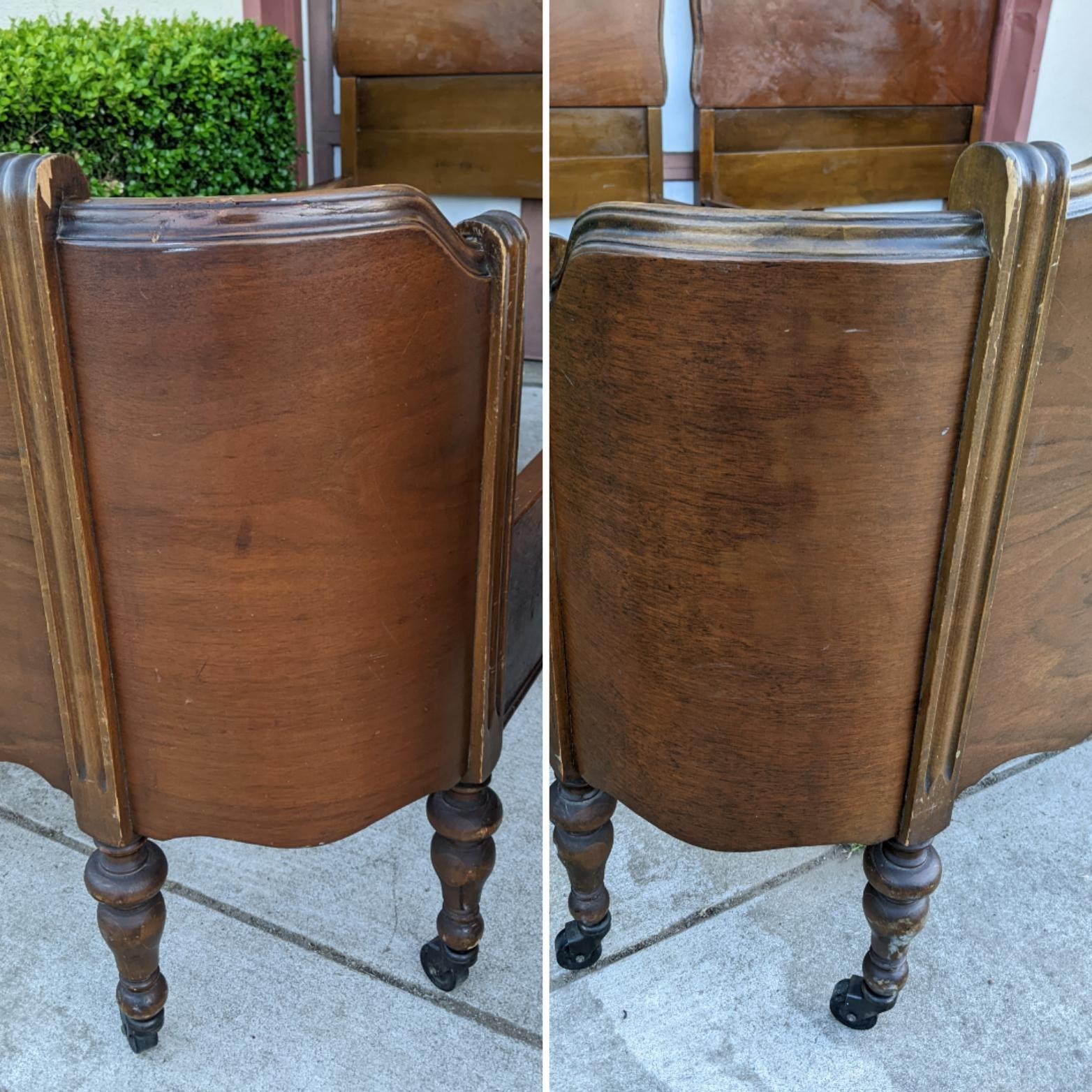 antique curved footboard bed