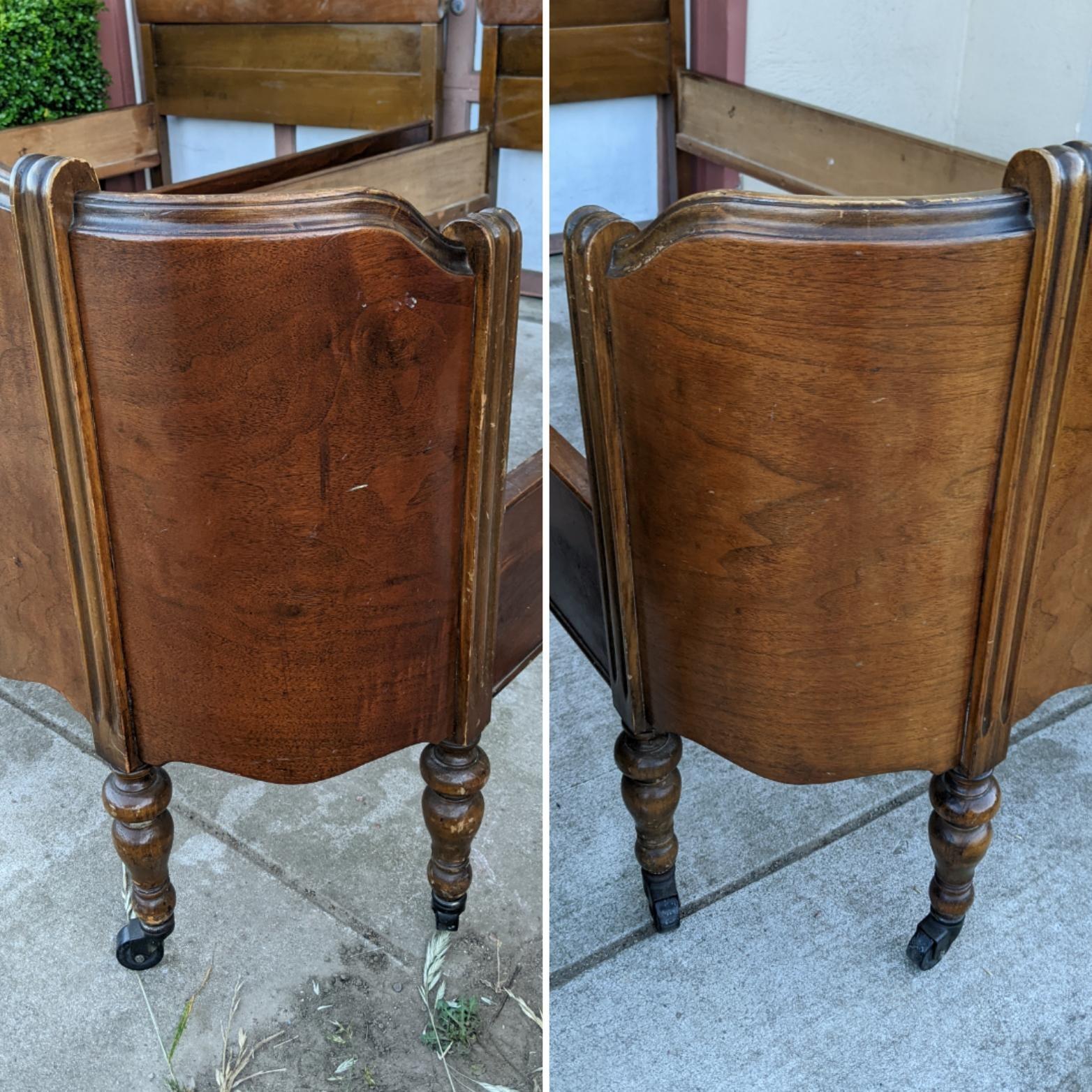 Unknown Vintage Walnut French Curved Footboard Twin Beds, a Pair For Sale
