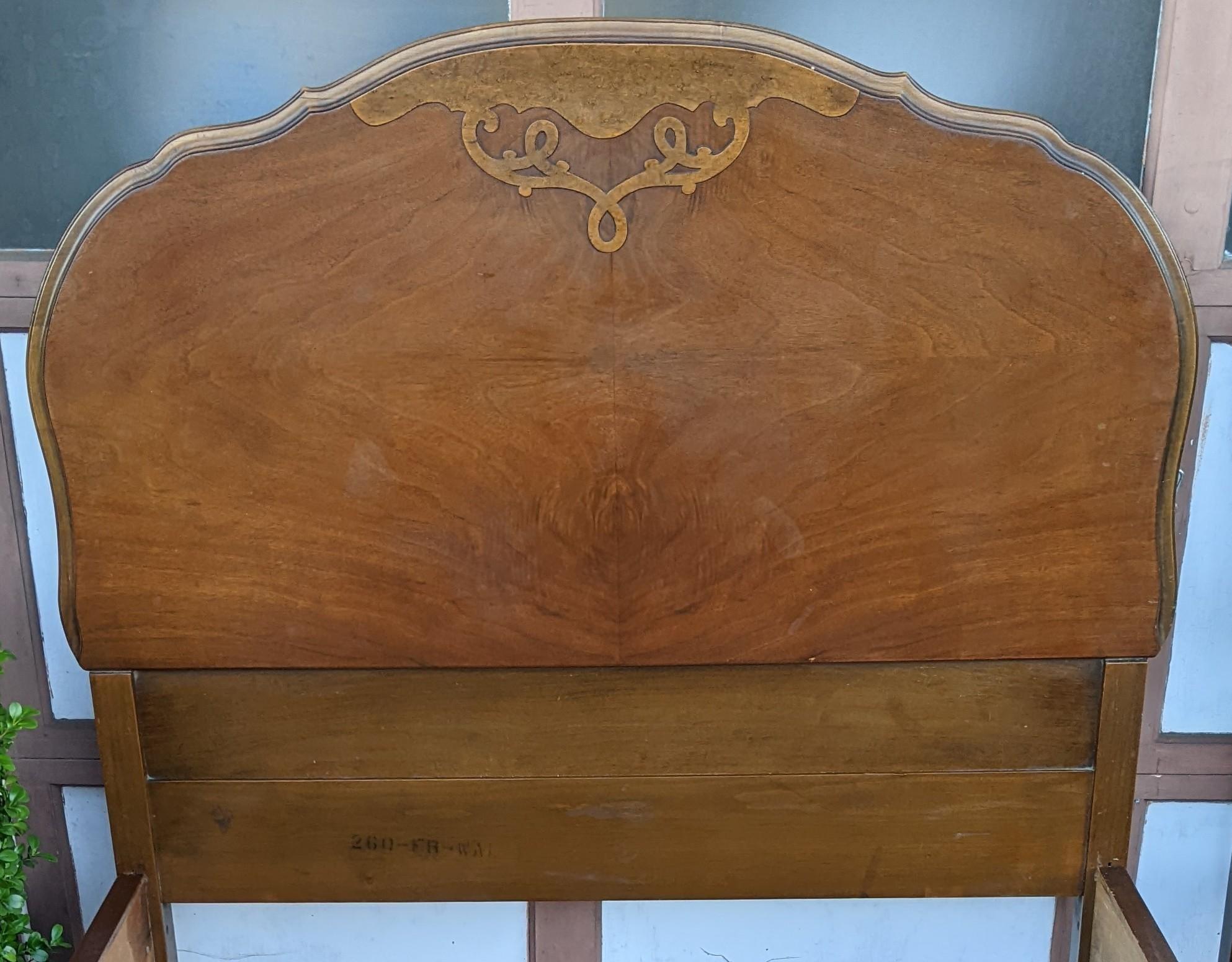 20th Century Vintage Walnut French Curved Footboard Twin Beds, a Pair For Sale