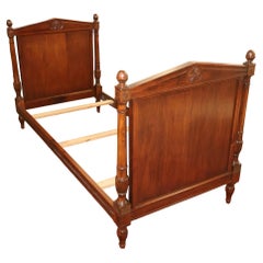 Vintage Walnut French Empire Style Narrow Twin Bed