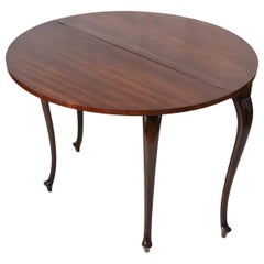Vintage Walnut George III Style Demi-Lune Folding Game Table -England 1950s