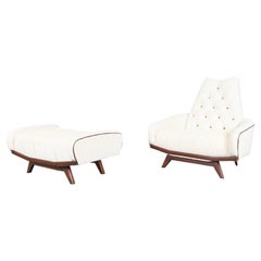 Silla de salón y otomana vintage "Góndola" de nogal atribuidas a Adrian Pearsall