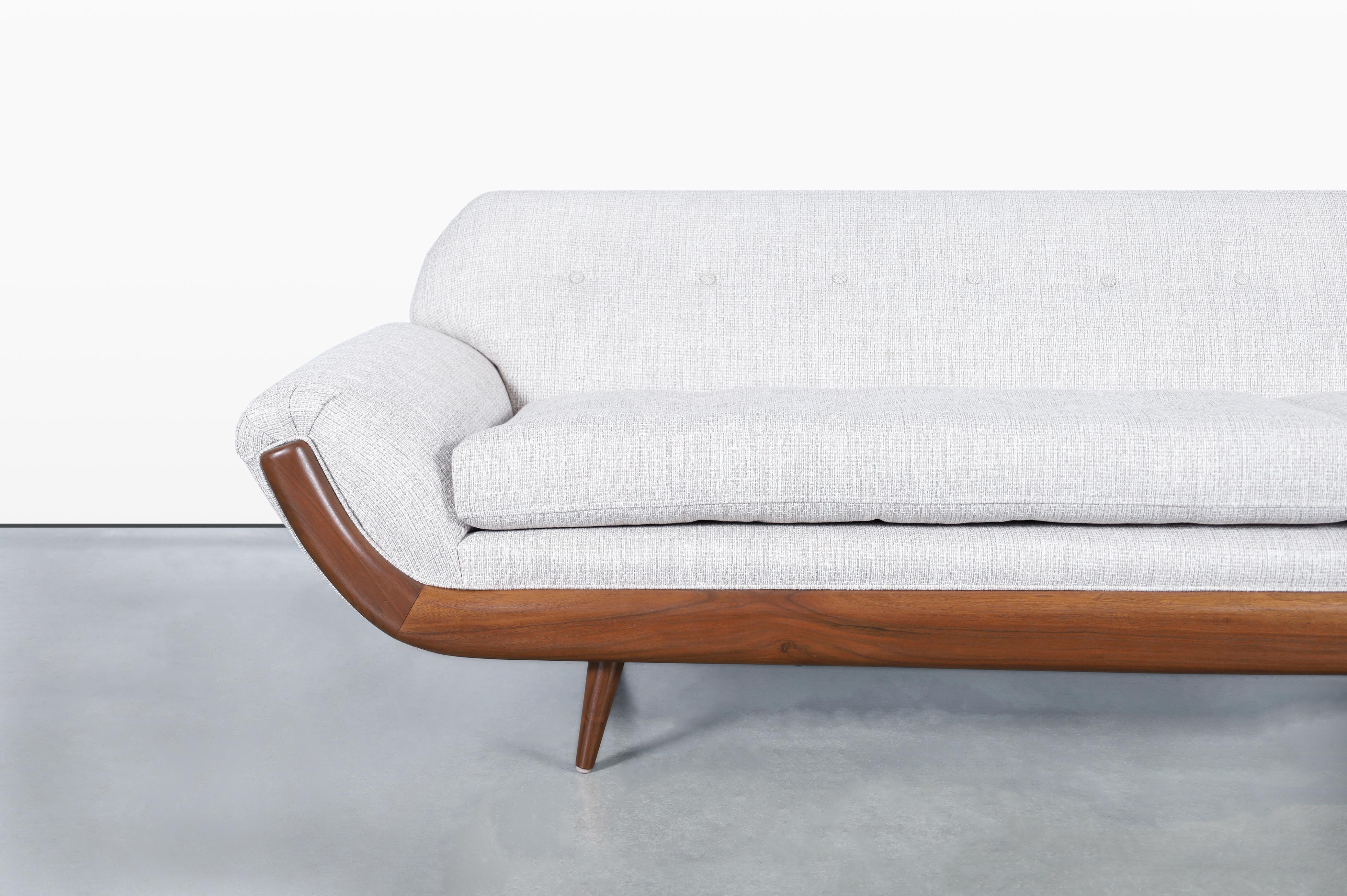 Mid-Century Modern Vintage Walnut “Gondola” Sofa After Adrian Pearsall For Sale