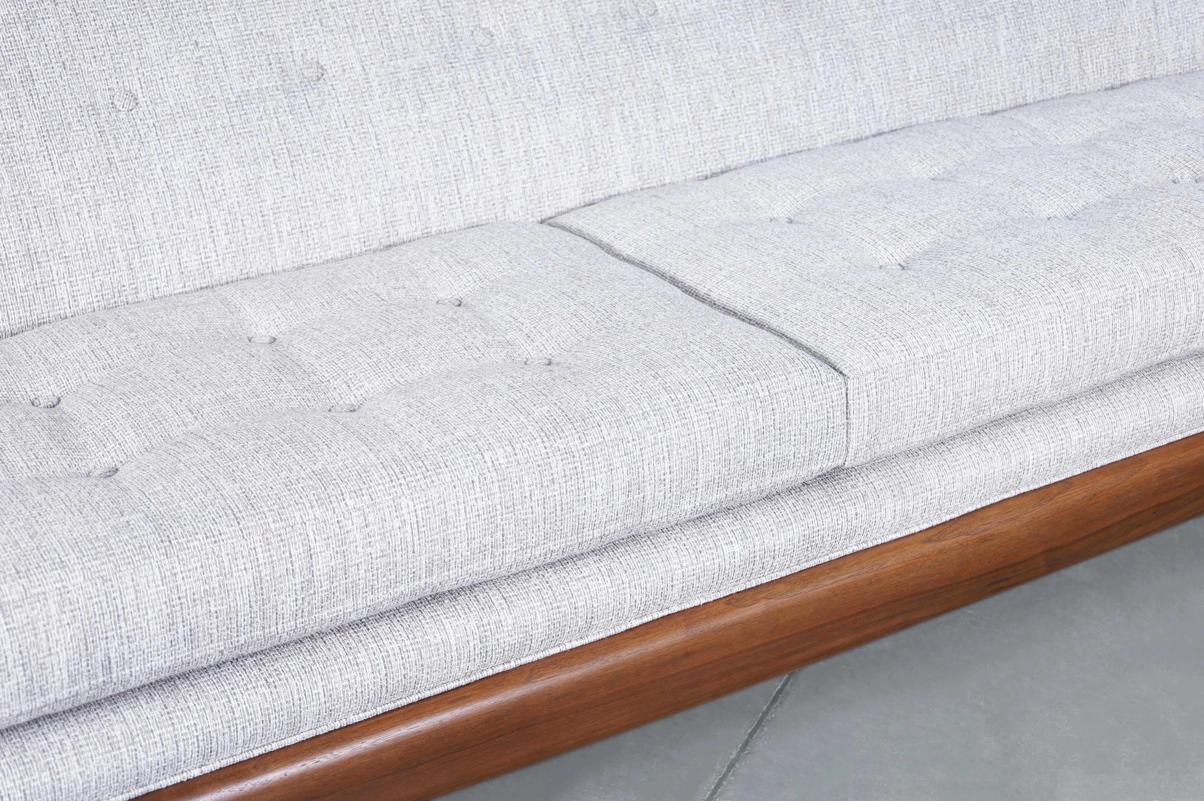 Fabric Vintage Walnut “Gondola” Sofa After Adrian Pearsall For Sale