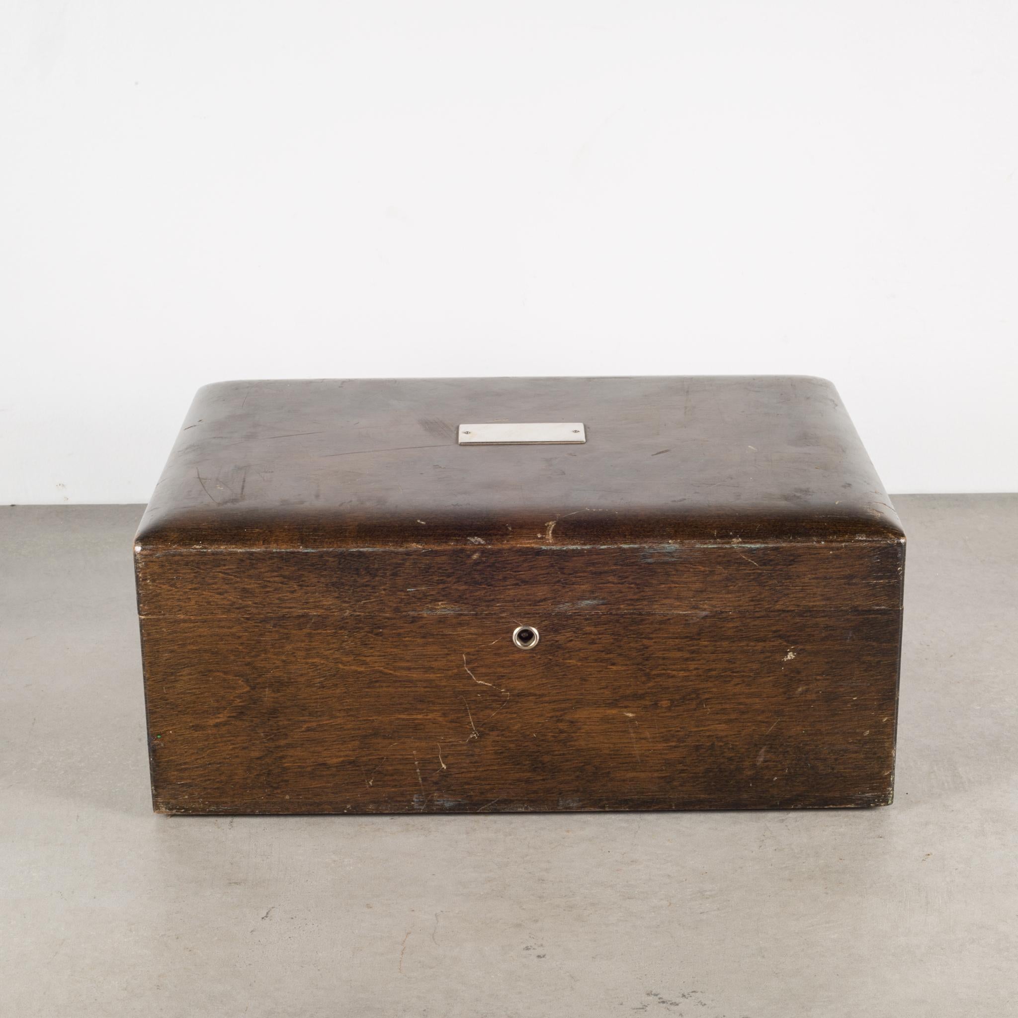 Industrial Vintage Walnut Humidor with Silver Nameplate, circa 1940-1970