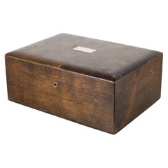 Vintage Walnut Humidor with Silver Nameplate, circa 1940-1970