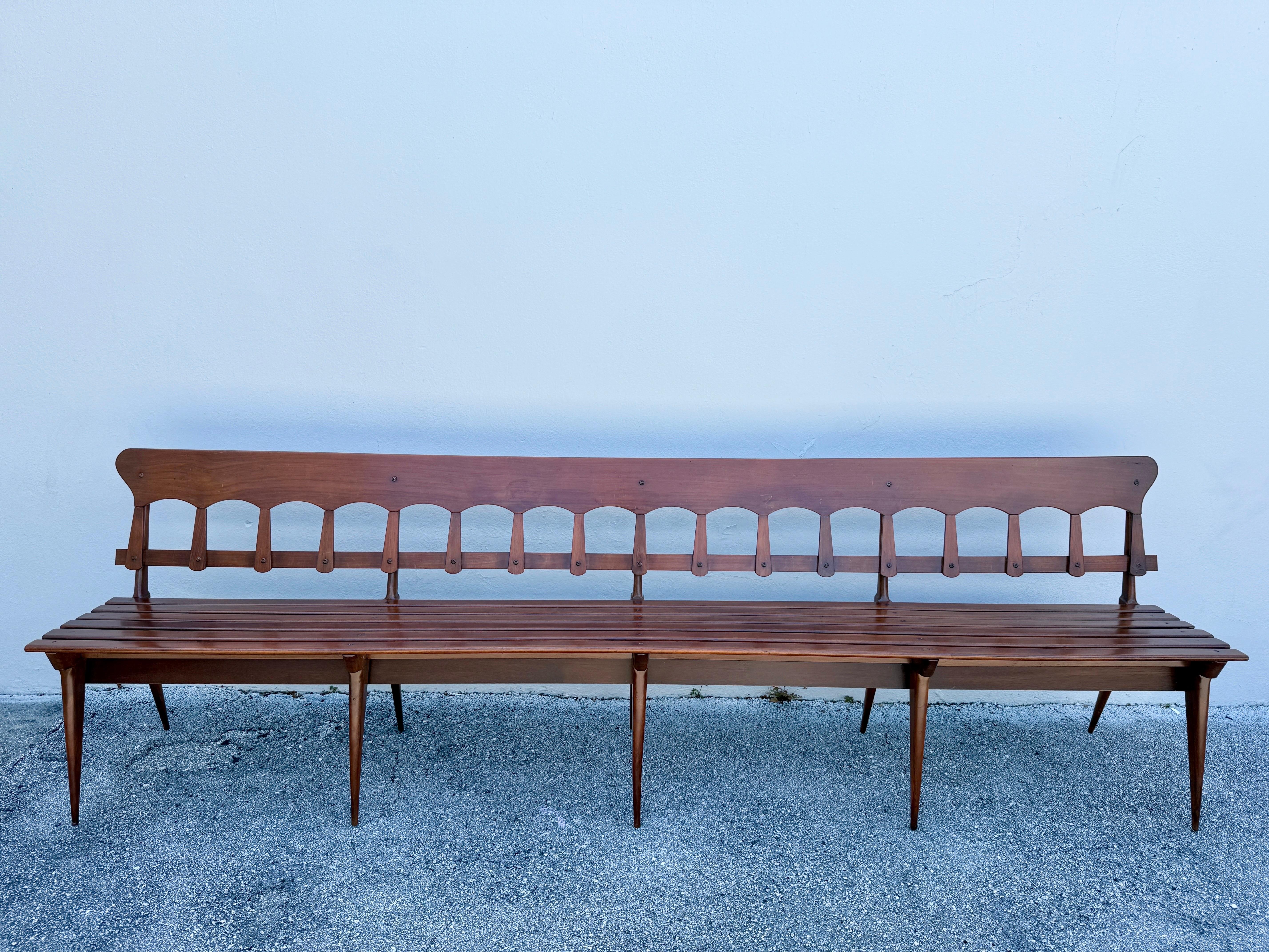 Vintage Walnut Italian Long Gallery Bench - TWO Available For Sale 5