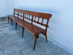 Banc de galerie italien long en noyer vintage (a) Gallery - DEUX disponibles