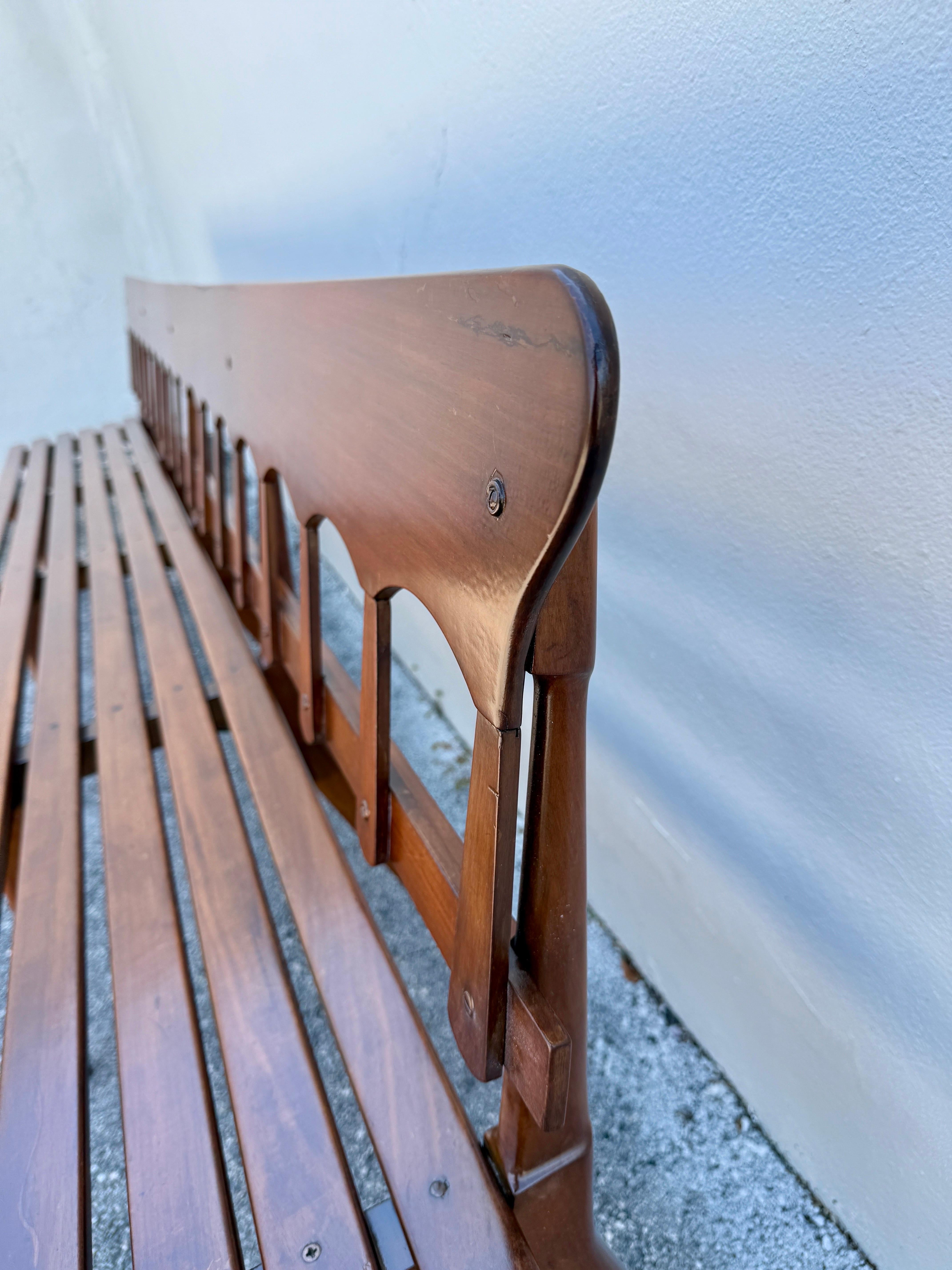 Mid-20th Century Vintage Walnut Italian Long Gallery Bench - TWO Available For Sale