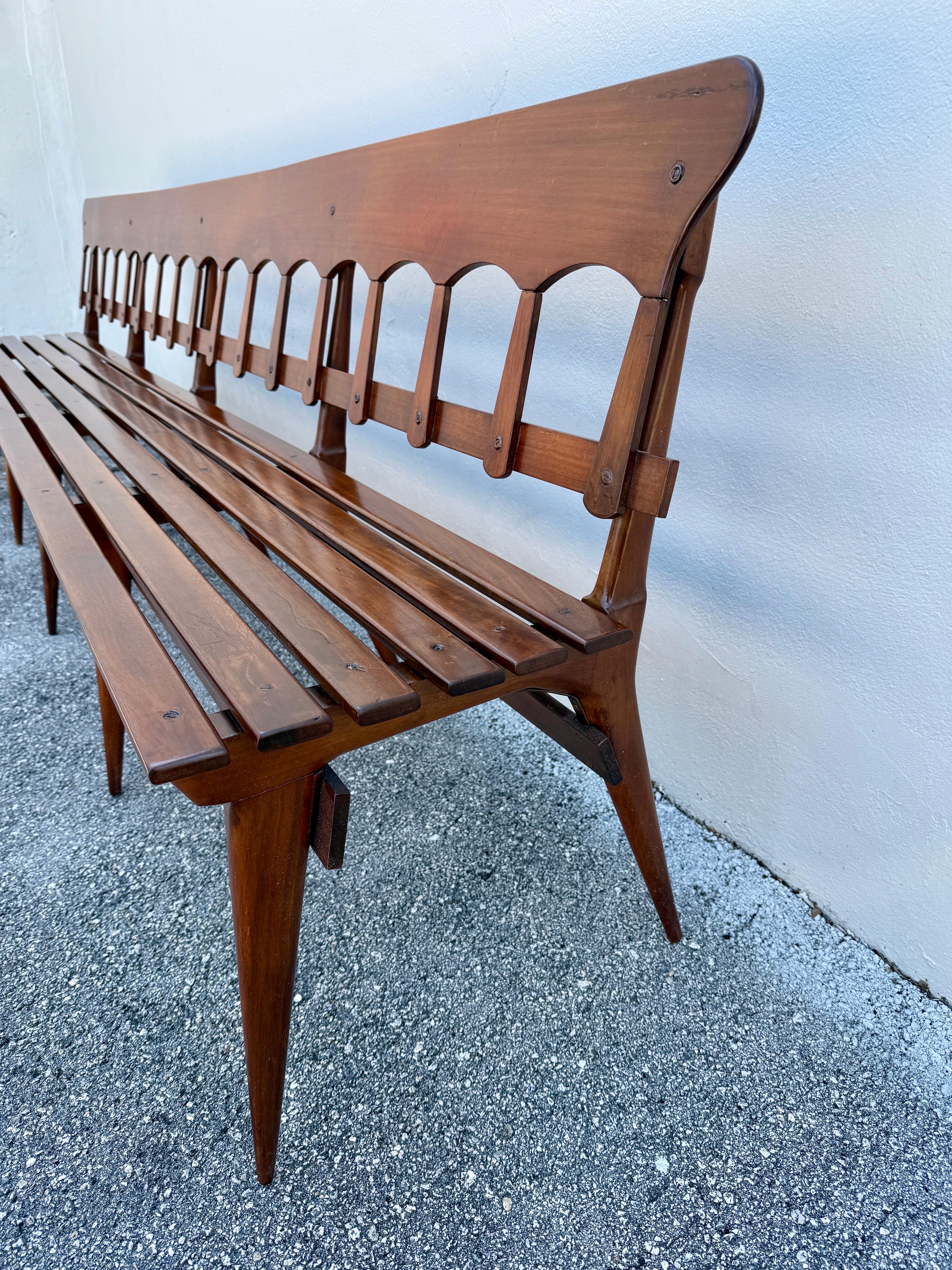 Vintage Walnut Italian Long Gallery Bench - TWO Available For Sale 1