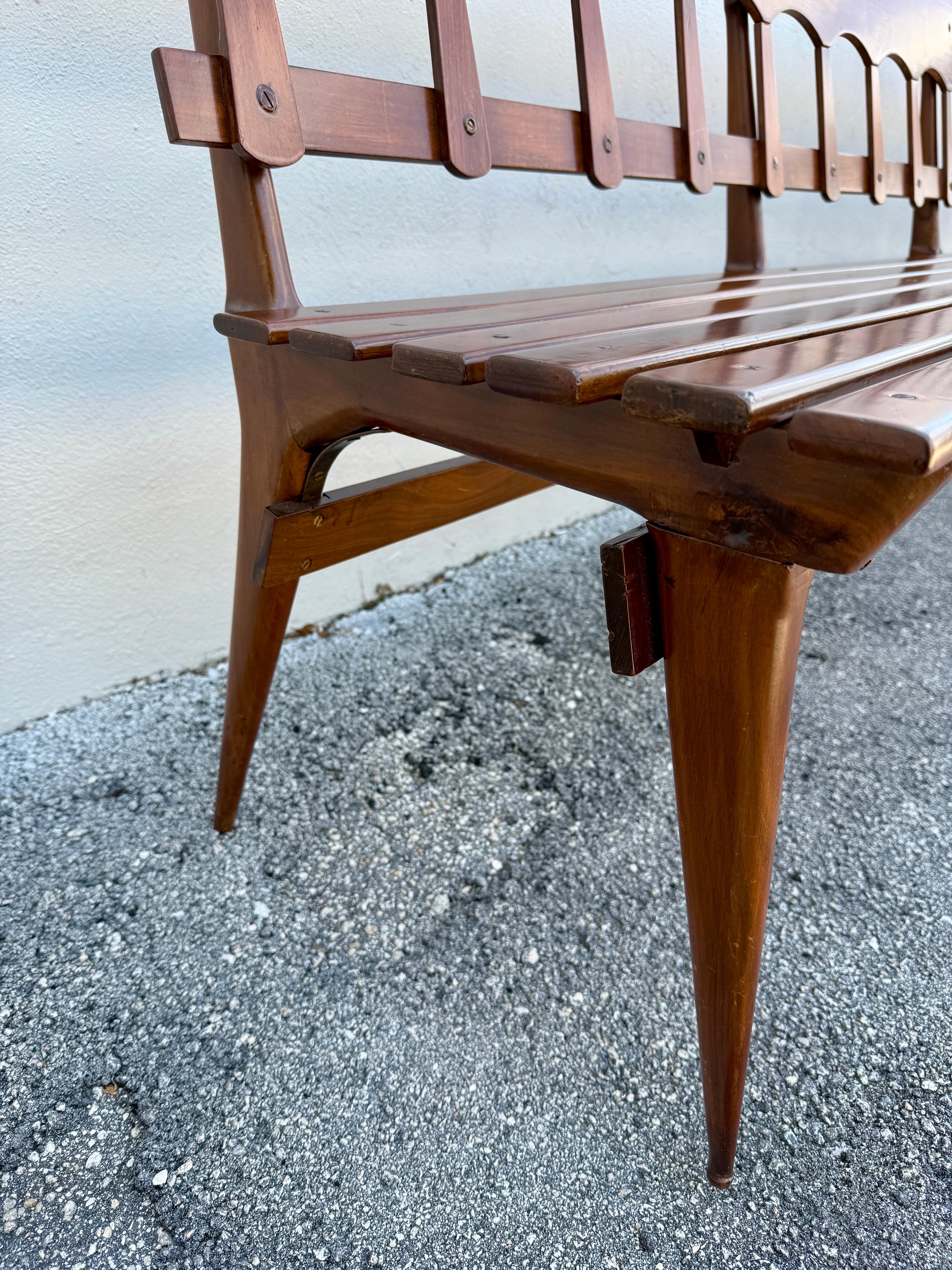 Vintage Walnut Italian Long Gallery Bench - TWO Available For Sale 2