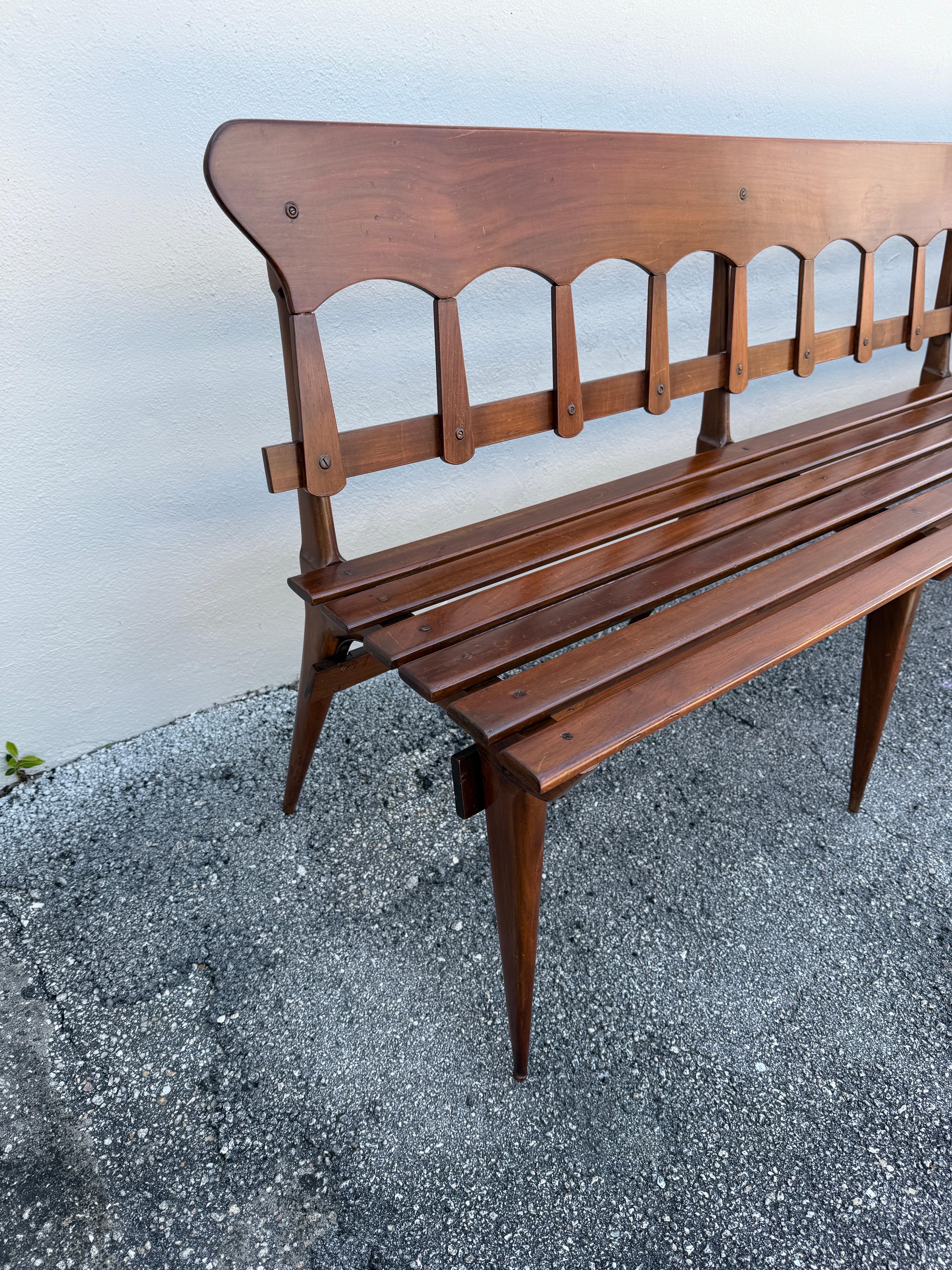 Vintage Walnut Italian Long Gallery Bench - TWO Available For Sale 3