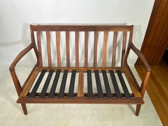 Vintage Walnut Kofod-Larsen Style Loveseat Sofa