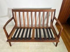Vintage Walnut Kofod-Larsen Style Loveseat Sofa