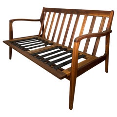 Vintage Walnut Kofod-Larsen Style Loveseat Sofa