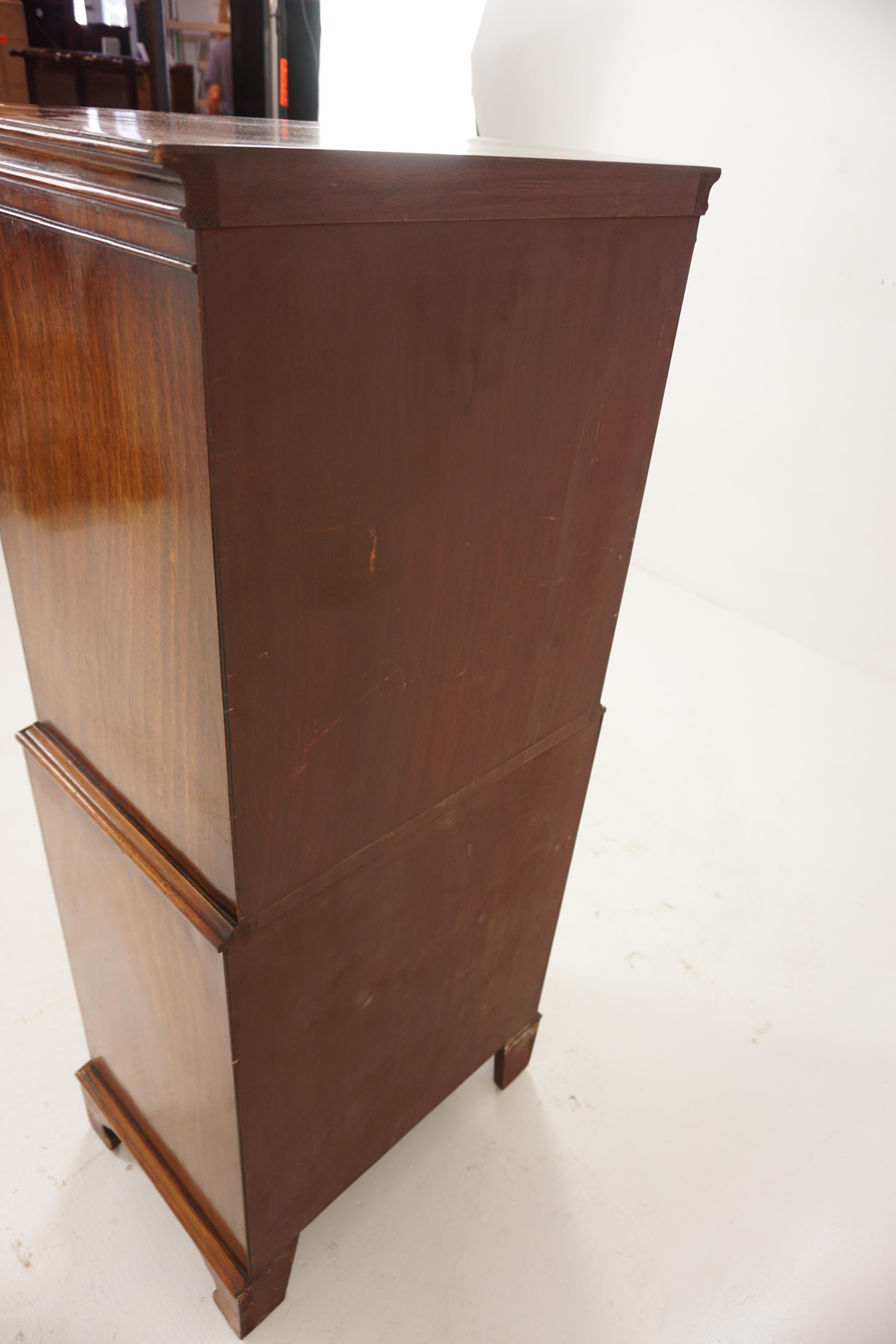 Vintage Walnut Lingerie Dresser, Tall Dresser, Scotland 1930, H746 5