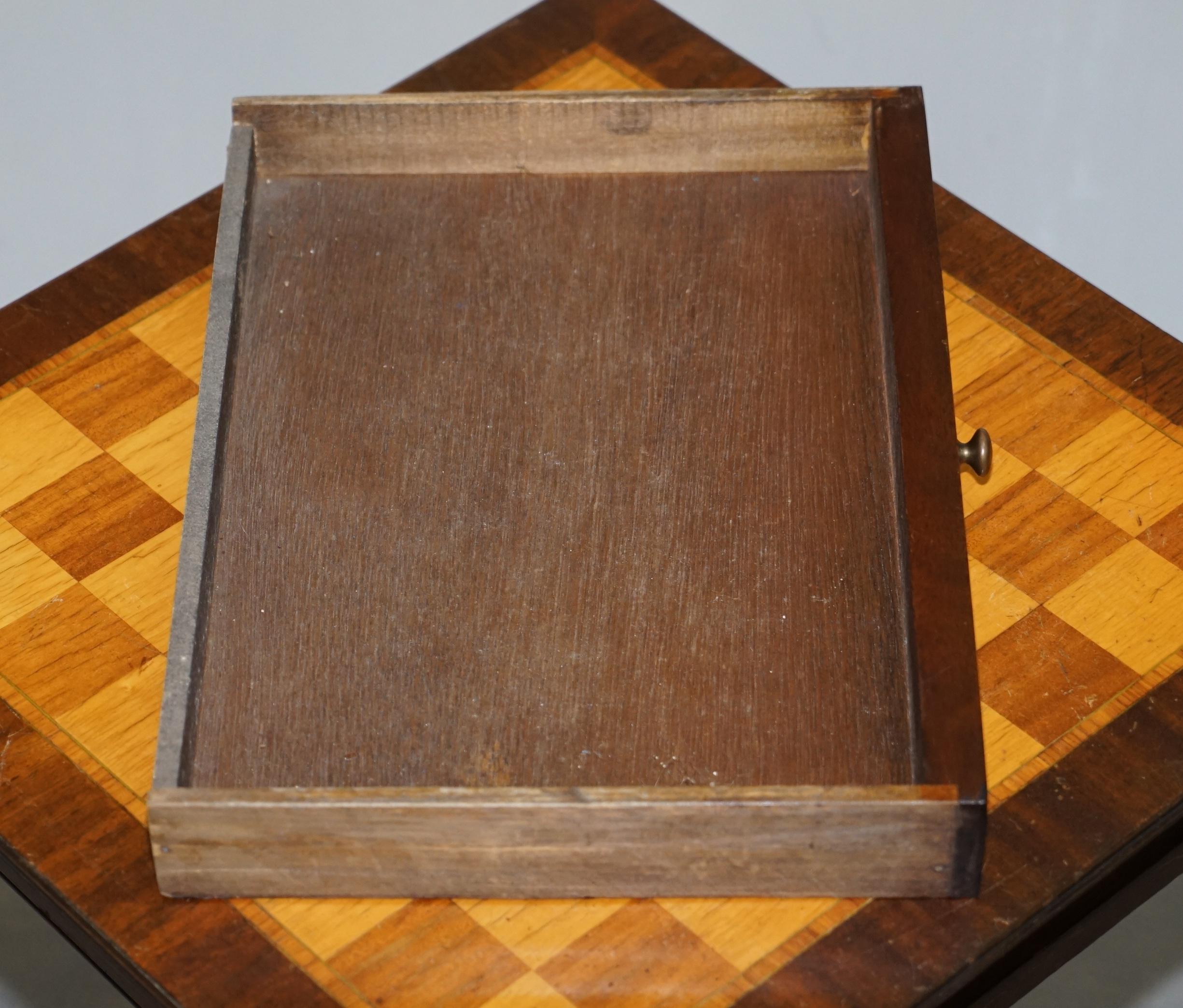 Vintage Walnut & Hardwood Marquetry Inlaid Chess Board Games Table with Drawer For Sale 9