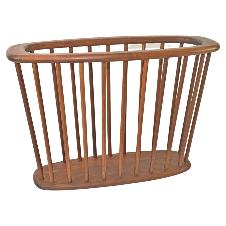 Vintage Walnut Mid Century Magazine Rack For Sale at 1stDibs