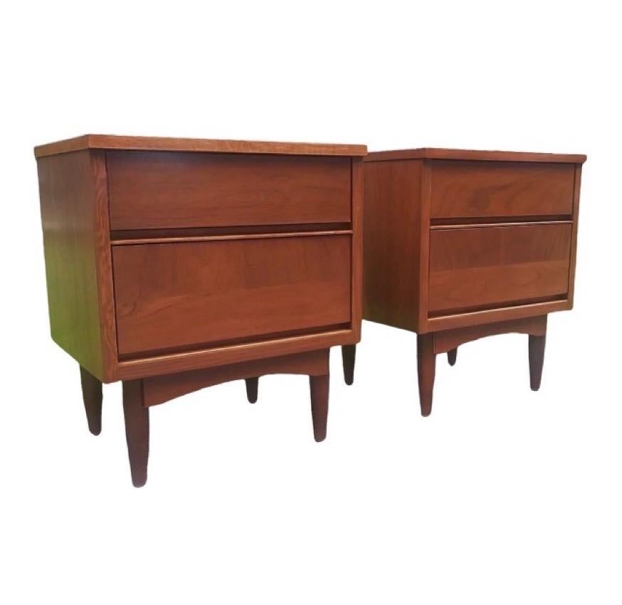 Late 20th Century Vintage Walnut Mid-Century Modern End Table or Night Stand Set