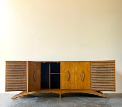 Vintage Walnut Mid Century Modern Sculpural Kagan Style Credenza