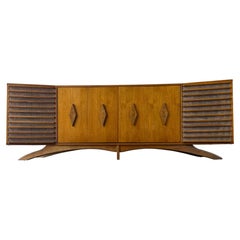 Vintage Walnut Mid Century Modern Sculpural Kagan Style Credenza
