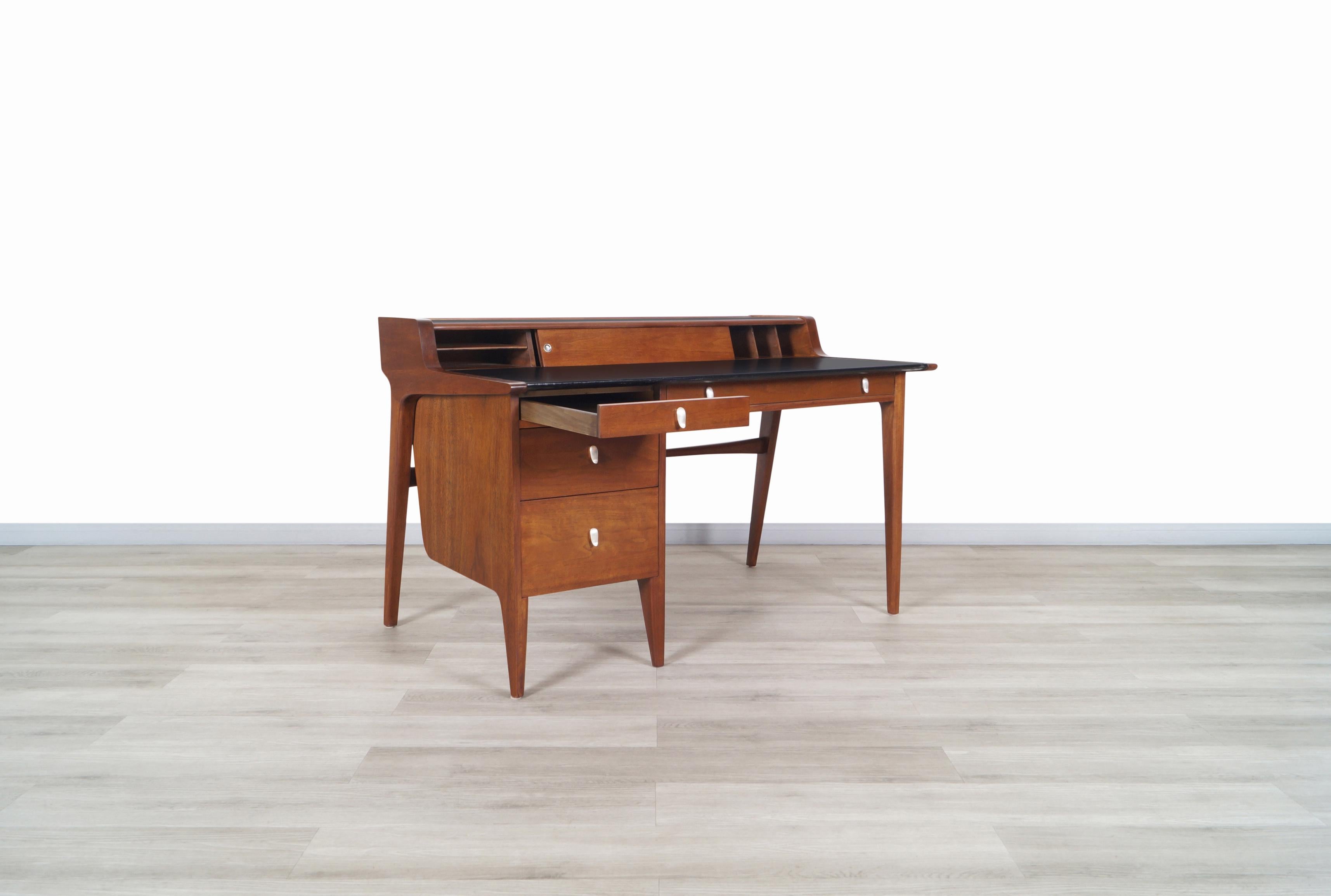 Mid-Century Modern Vintage Walnut Model-K80 Executive Desk by John Van Koert