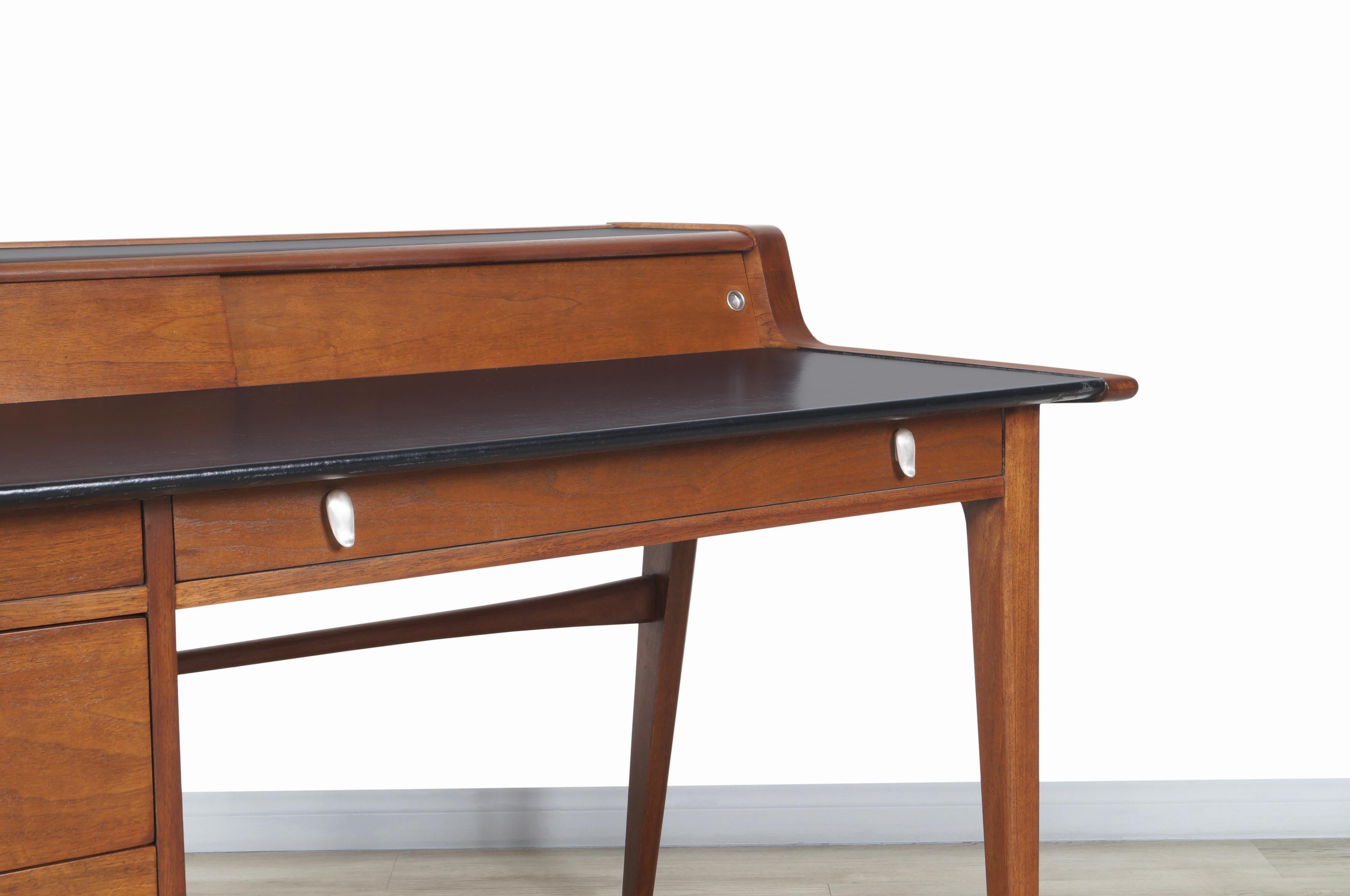 Vintage Walnut Model-K80 Executive Desk by John Van Koert In Good Condition In North Hollywood, CA