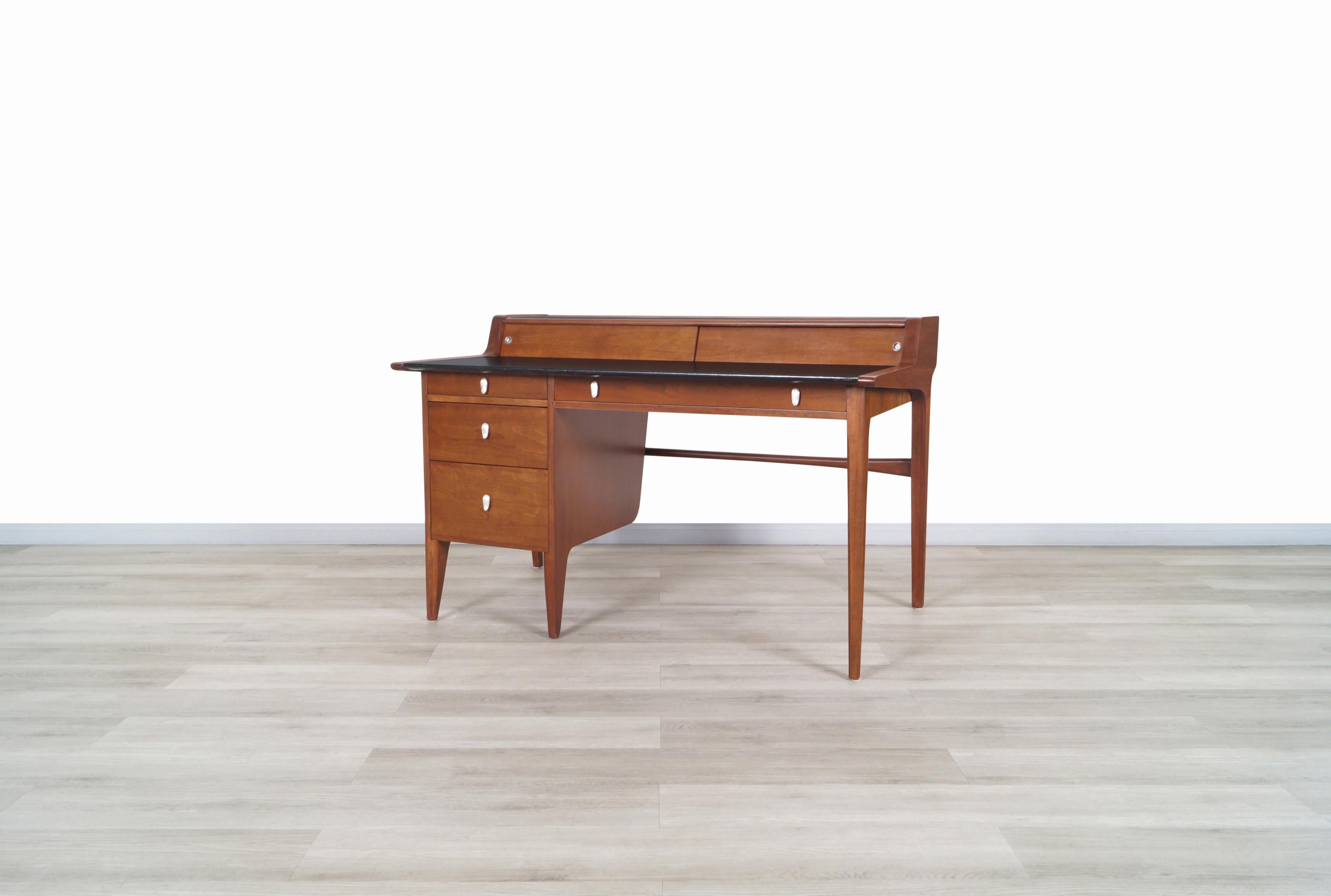 Vintage Walnut Model-K80 Executive Desk by John Van Koert 1